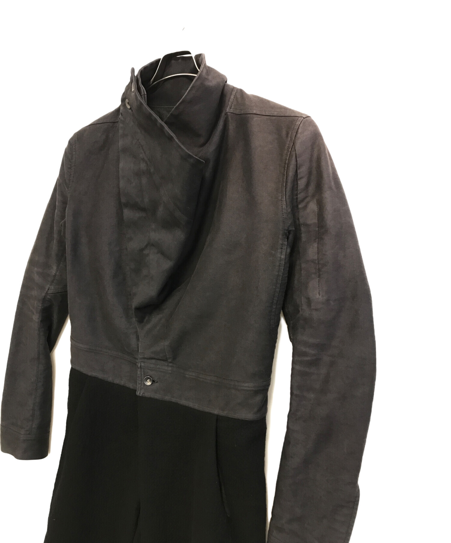 Rick Owens ロングコート ダークグレー グリーン 中古・古着通販】RICK OWENS (リックオウエンス) 切替ロングコート