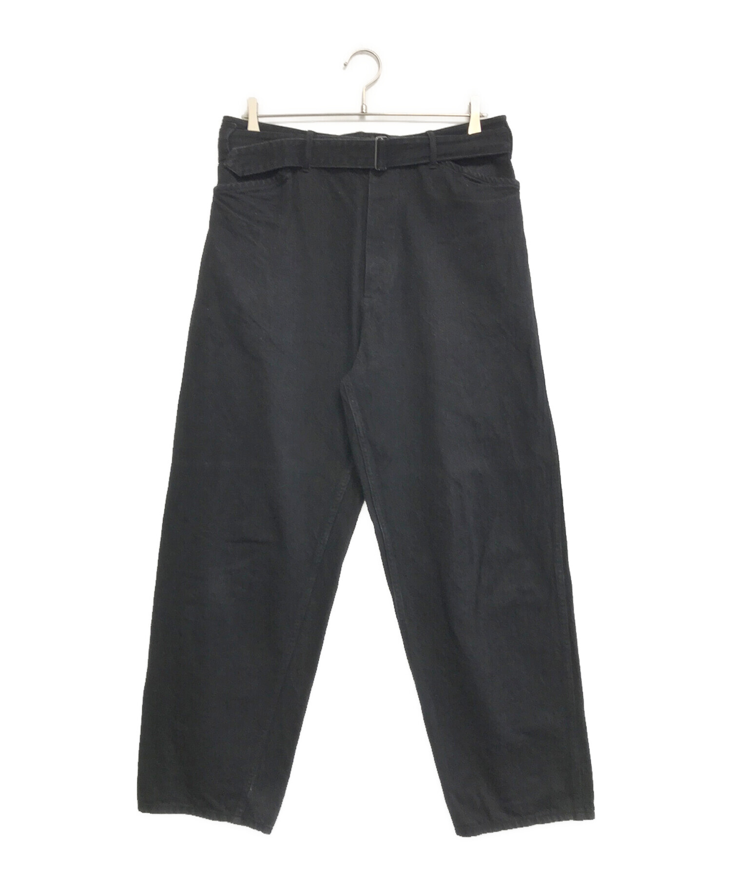 中古・古着通販】COMOLI (コモリ) ベルテッドデニム ブラック サイズ:2