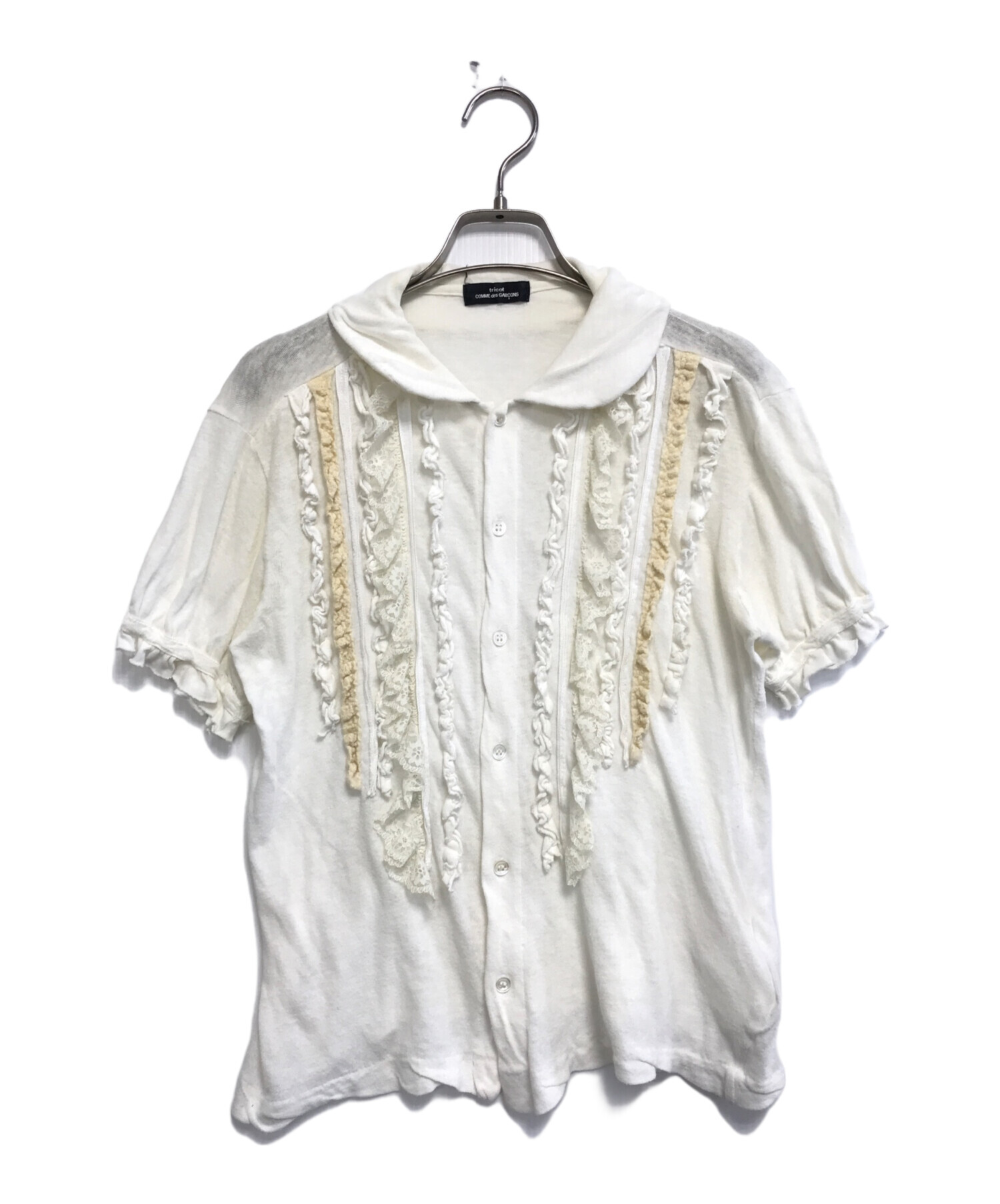 tricot COMME des GARCONS フリル付きホワイトシャツ 半袖