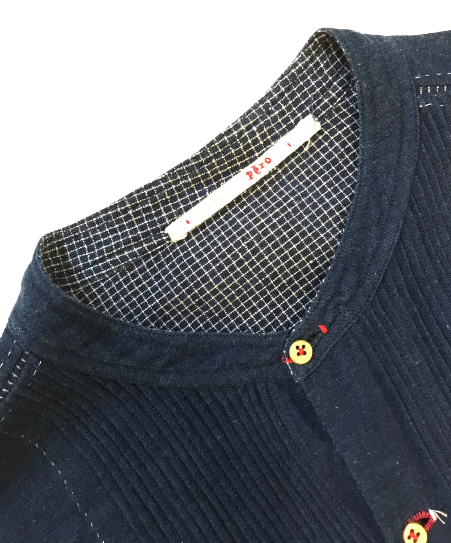 中古・古着通販】Pero (ペロ) ノーカラーシャツ ブルー サイズ:40 