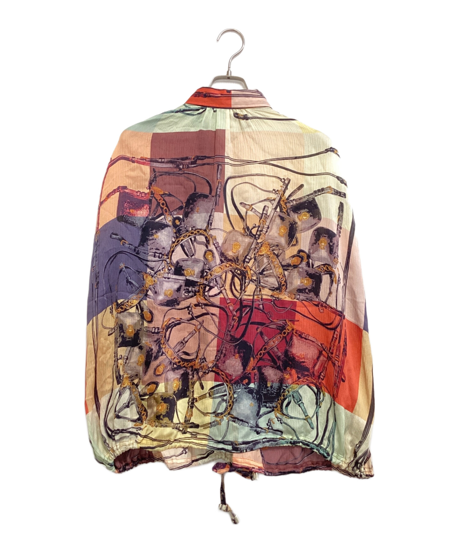 美品 Vintage エルメス HERMES シャツ ブラウス ノースリーブ 総柄 シルクツイル トップス レディース フランス製 44(XL相当) マルチカラー HERMES - 美品 エルメス HERMES シャツ マルジェラ期 ブラウス
