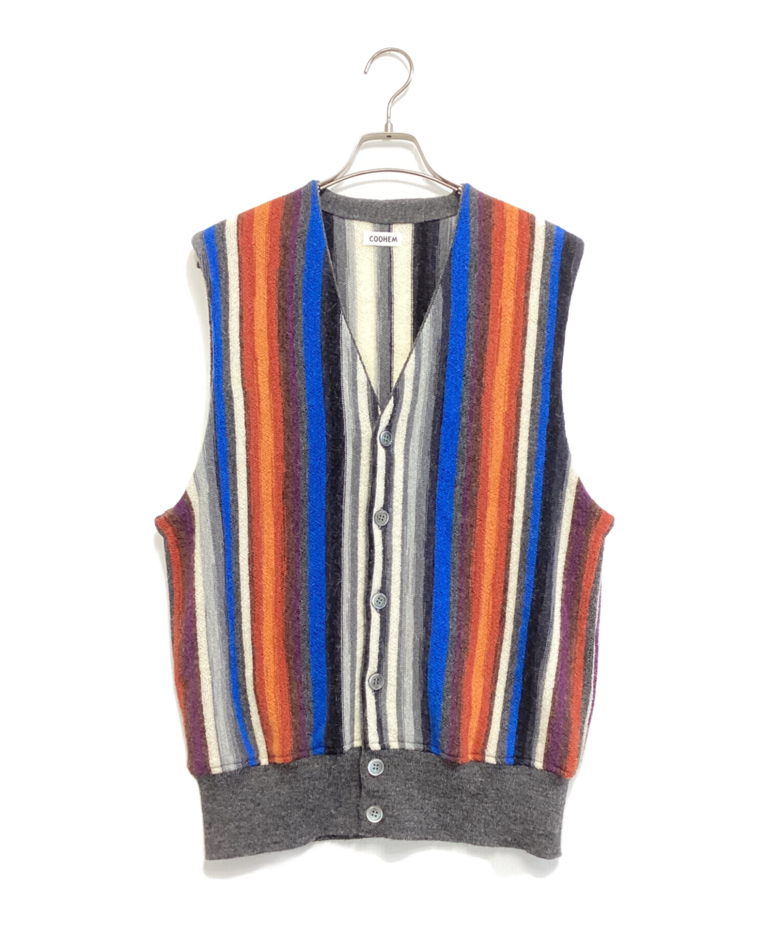 COOHEM マルチカラー ニットベスト 中古・古着通販】Coohem (コーヘン) MULTI STRIPE KNIT VEST マルチ