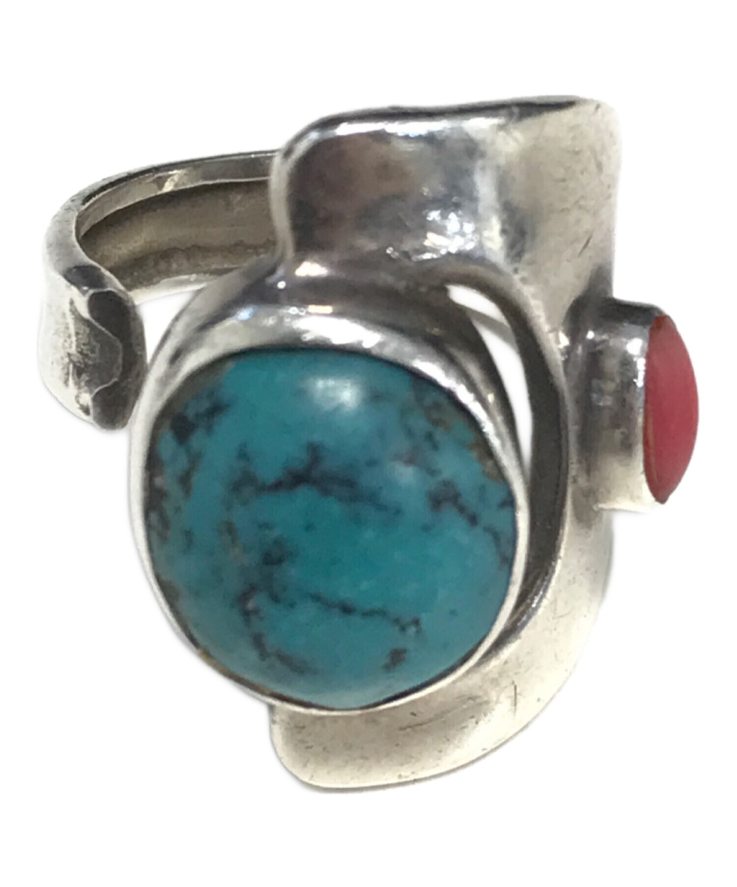 VINTAGE ビッグターコイズ デザイン シルバー ヴィンテージ リング USA製ヴィンテージ1950年代BELL TRADING POSTベルトレーディング