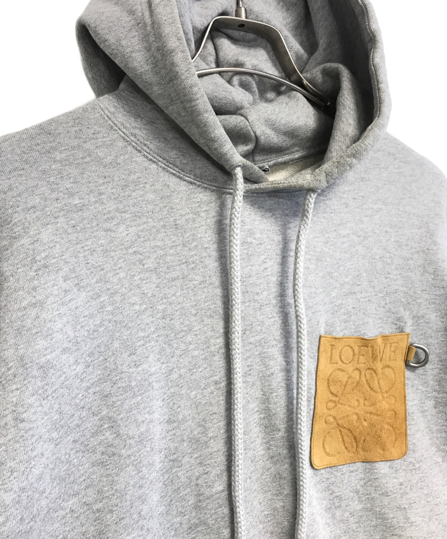 中古・古着通販】LOEWE (ロエベ) Anagram Leather Patch Hoodie グレー 
