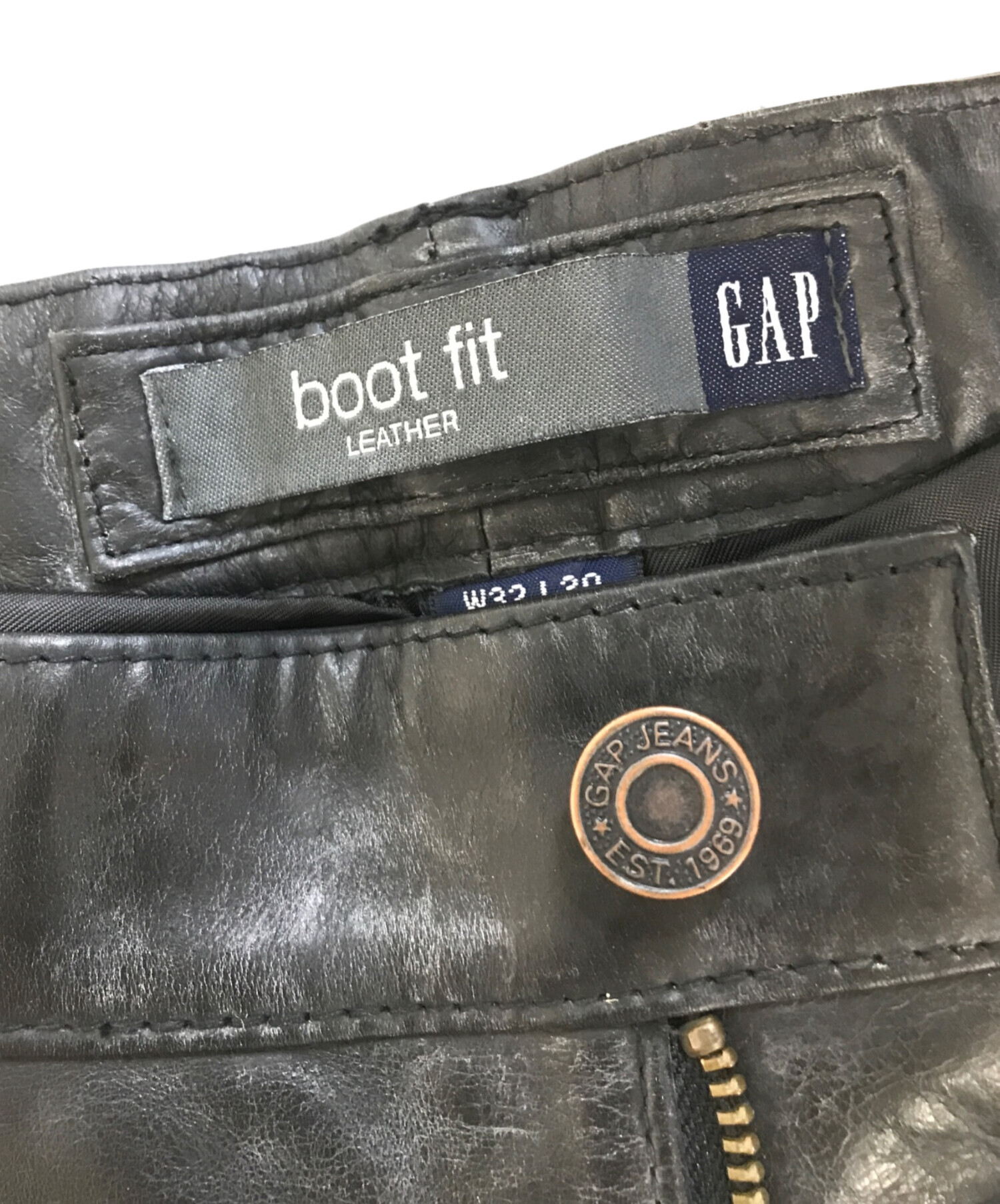 中古・古着通販】GAP (ギャップ) レザーパンツ ブラック サイズ:W32