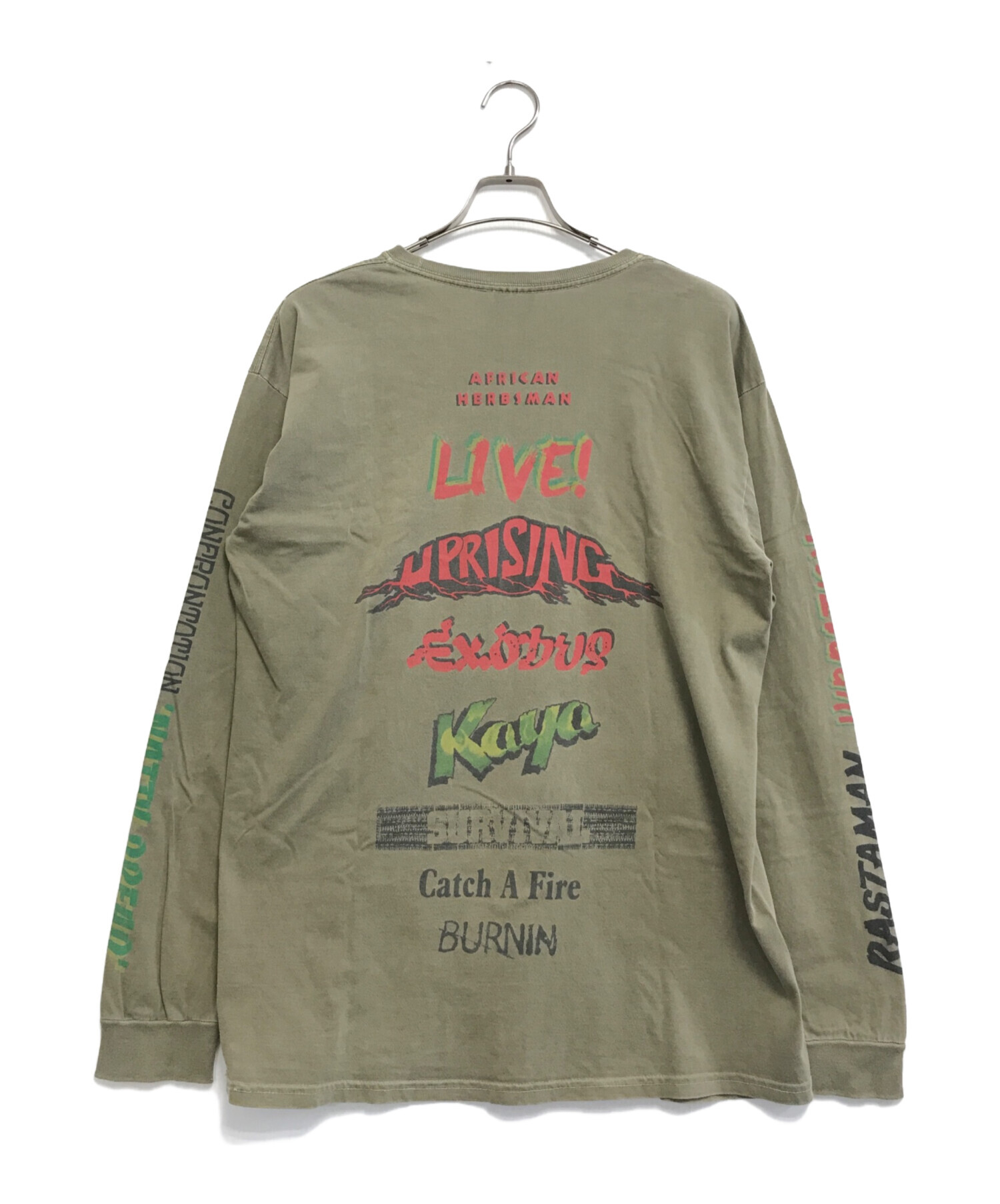 Stussy オリーブグリーン 長袖カットソー Lサイズ　サーマル 中古・古着通販】stussy (ステューシー) 長袖Tシャツ グリーン サイズ