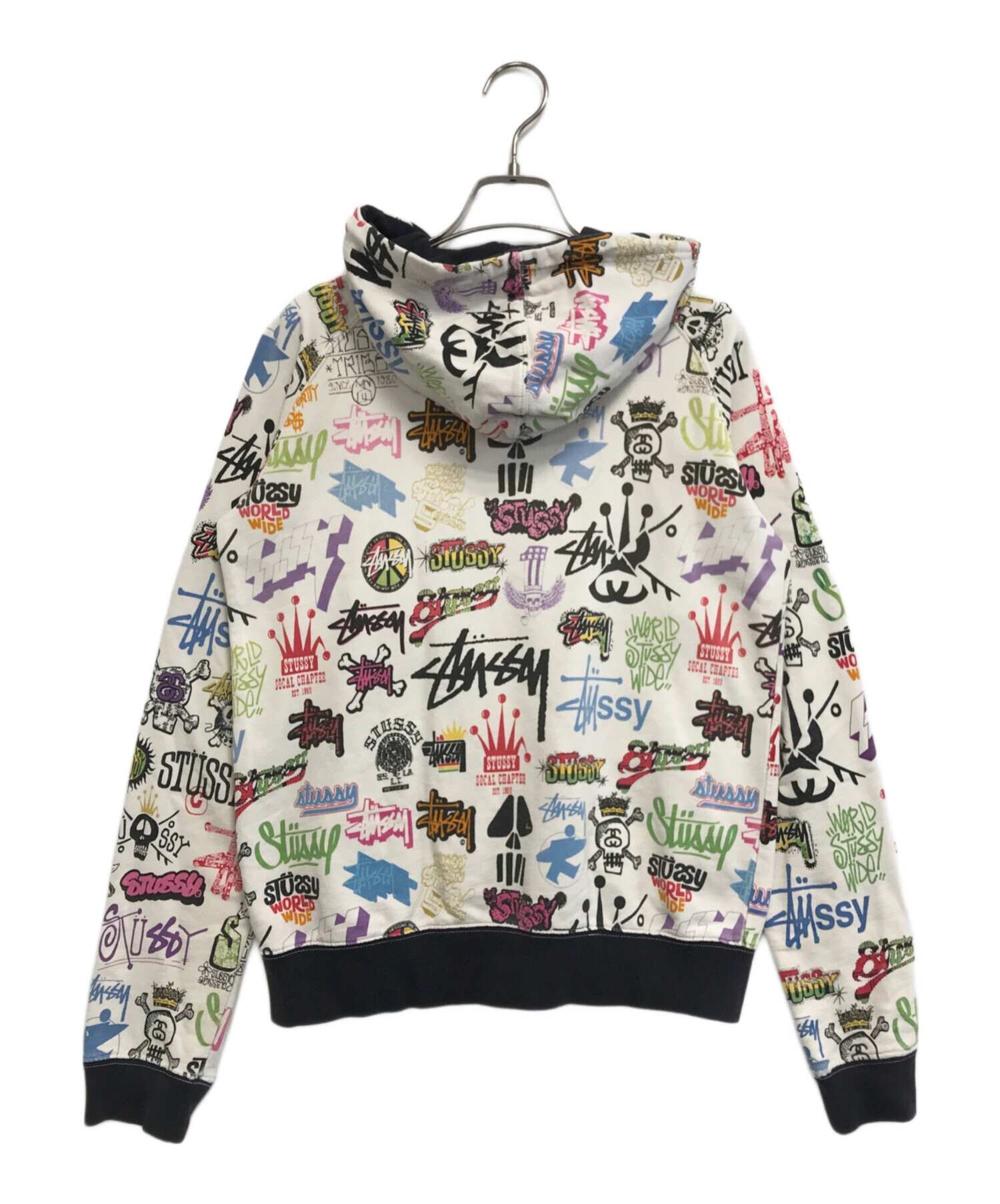 中古・古着通販】stussy (ステューシー) 総柄ジップパーカー ホワイト 
