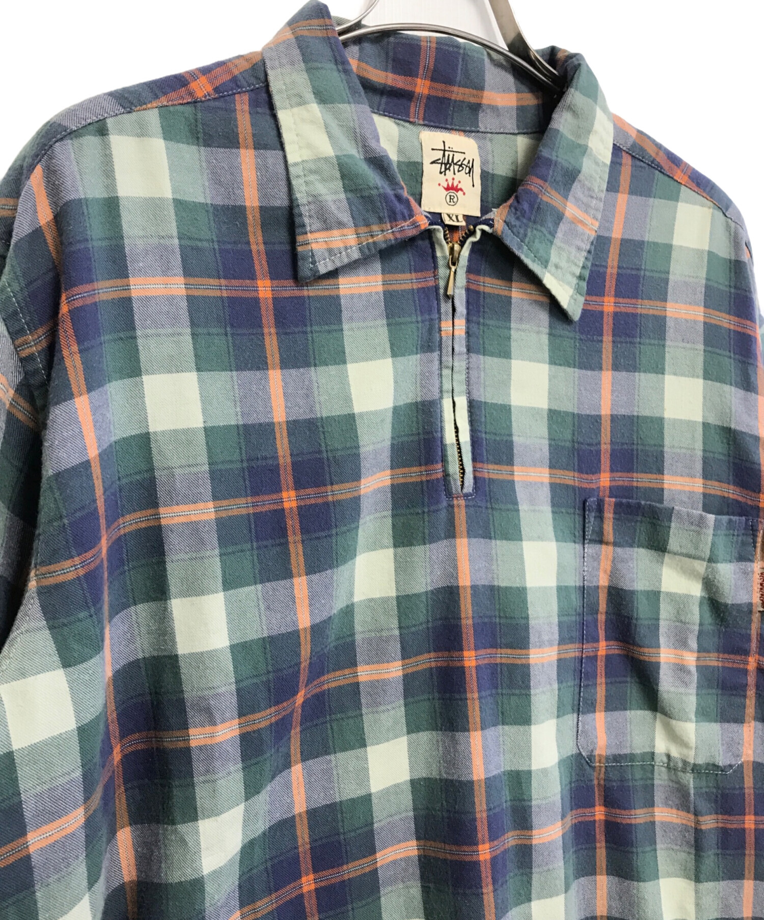 中古・古着通販】stussy (ステューシー) ハーフジップチェックシャツ 