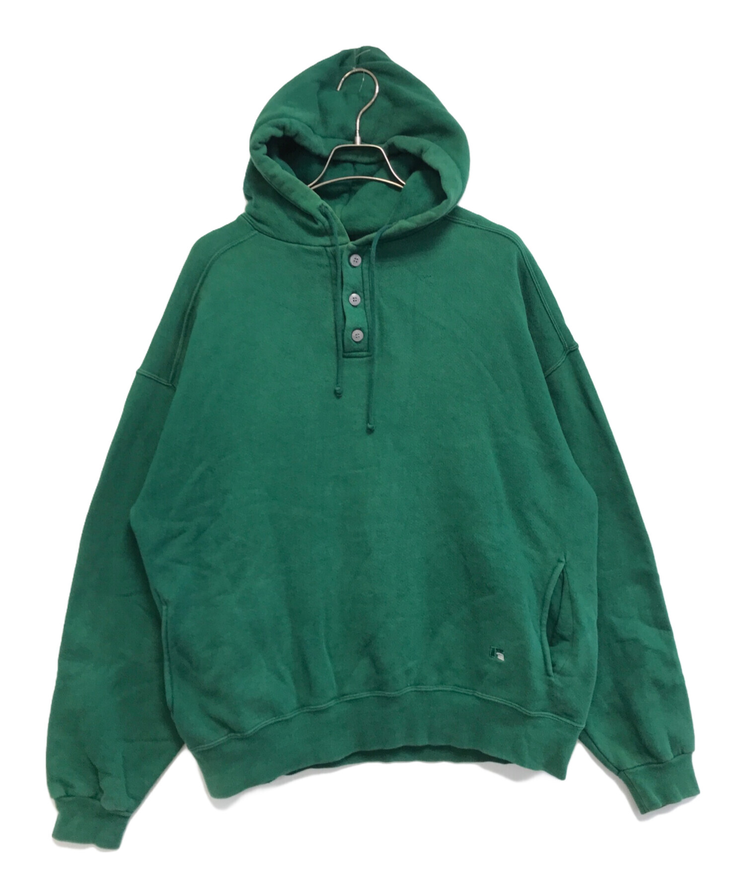 90s ラッセル ハイコットン ヘンリーネックパーカー グリーン フェード XL 中古・古着通販】RUSSELL ATHLETIC (ラッセルアスレチック) ヘンリー