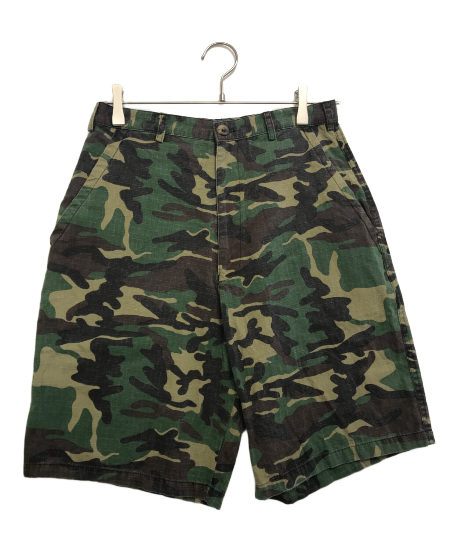 【n】90s stussy グリーンカモ　ハーフパンツ 中古・古着通販】stussy (ステューシー) カモ柄ハーフパンツ グリーン