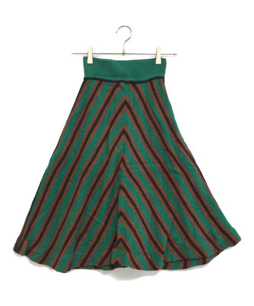 中古・古着通販】MIU MIU (ミュウミュウ) 総柄ニットスカート グリーン