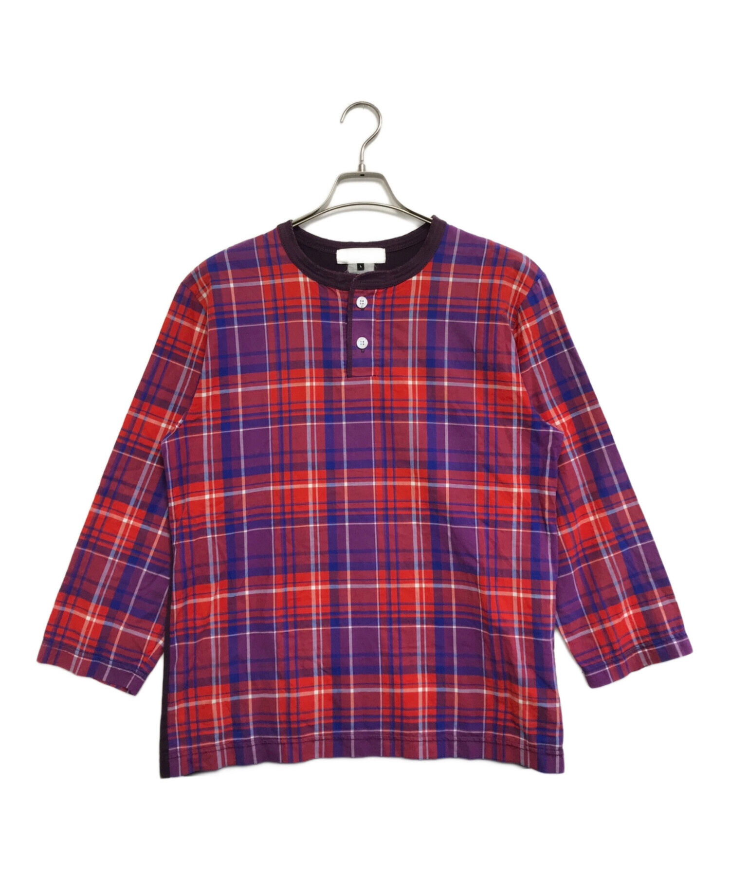 中古・古着通販】GANRYU (ガンリュウ) ヘンリーネックチェックシャツ