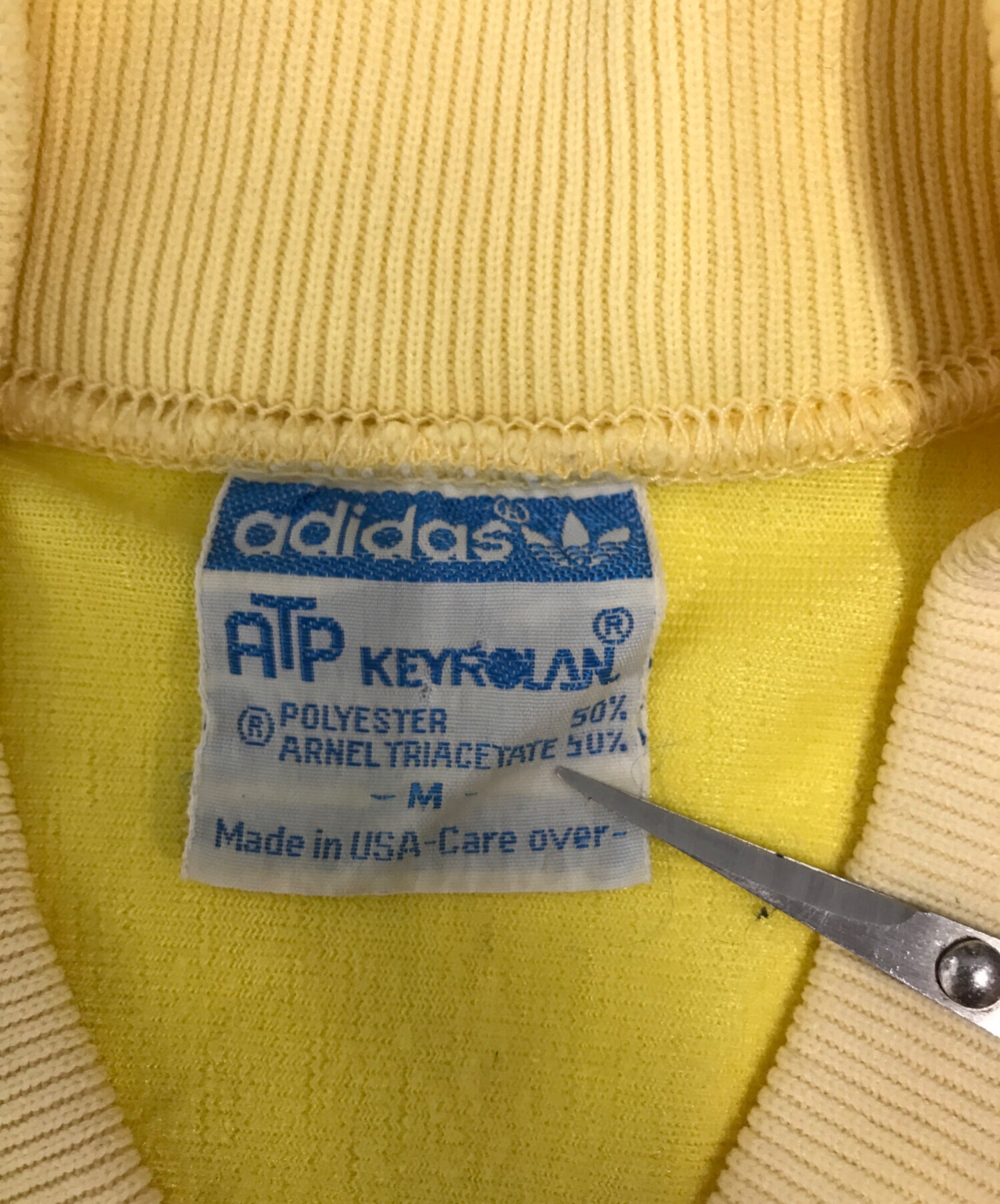 ATP型　adidas アディダス　トラックジャケット　ブルー　イエロー 70's~ adidas ATP トラックトップジャージー VENTEX ネイビー×イエロー