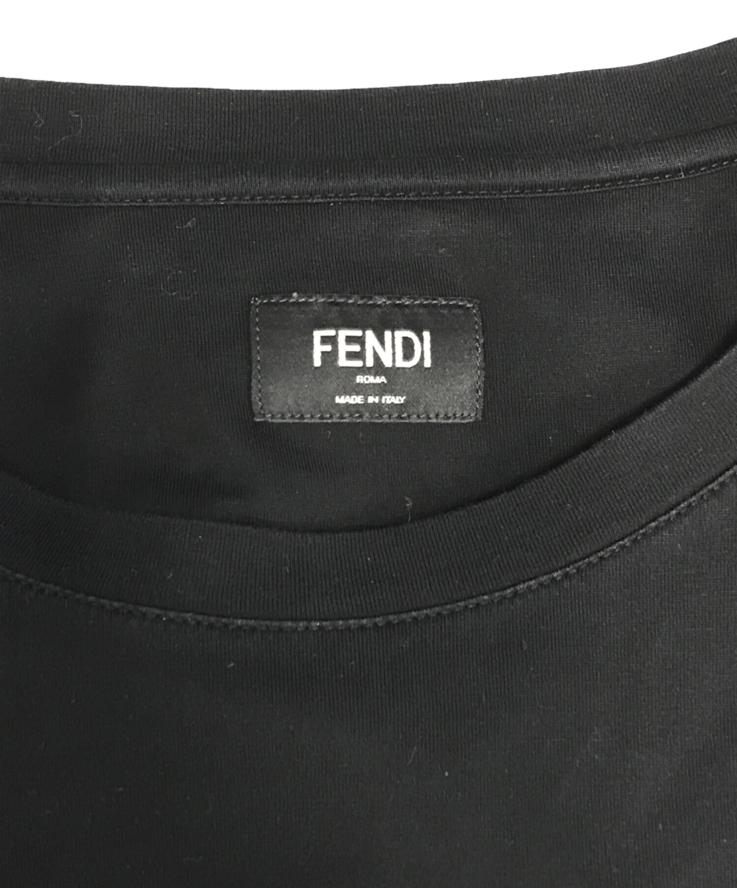 中古・古着通販】FENDI (フェンディ) ロゴ刺繍Tシャツ ブラック サイズ
