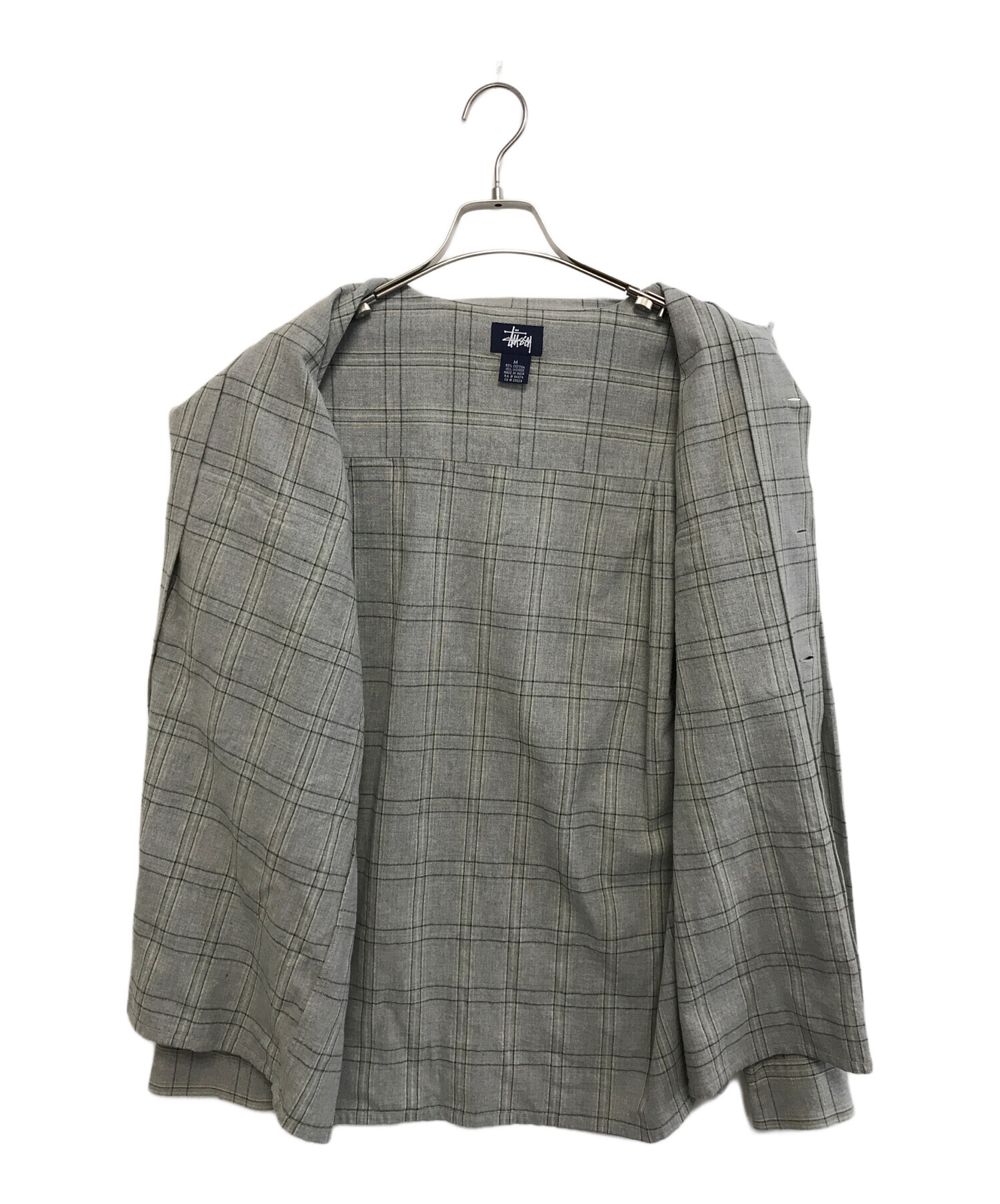 中古・古着通販】stussy (ステューシー) 開襟チェックシャツ グレー