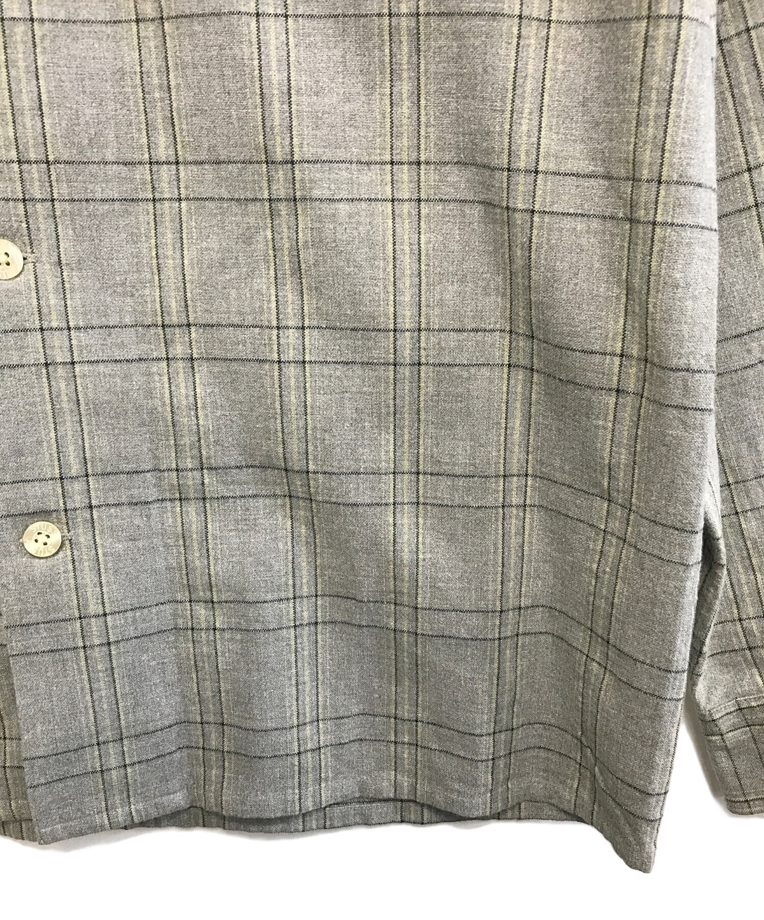 中古・古着通販】stussy (ステューシー) 開襟チェックシャツ グレー