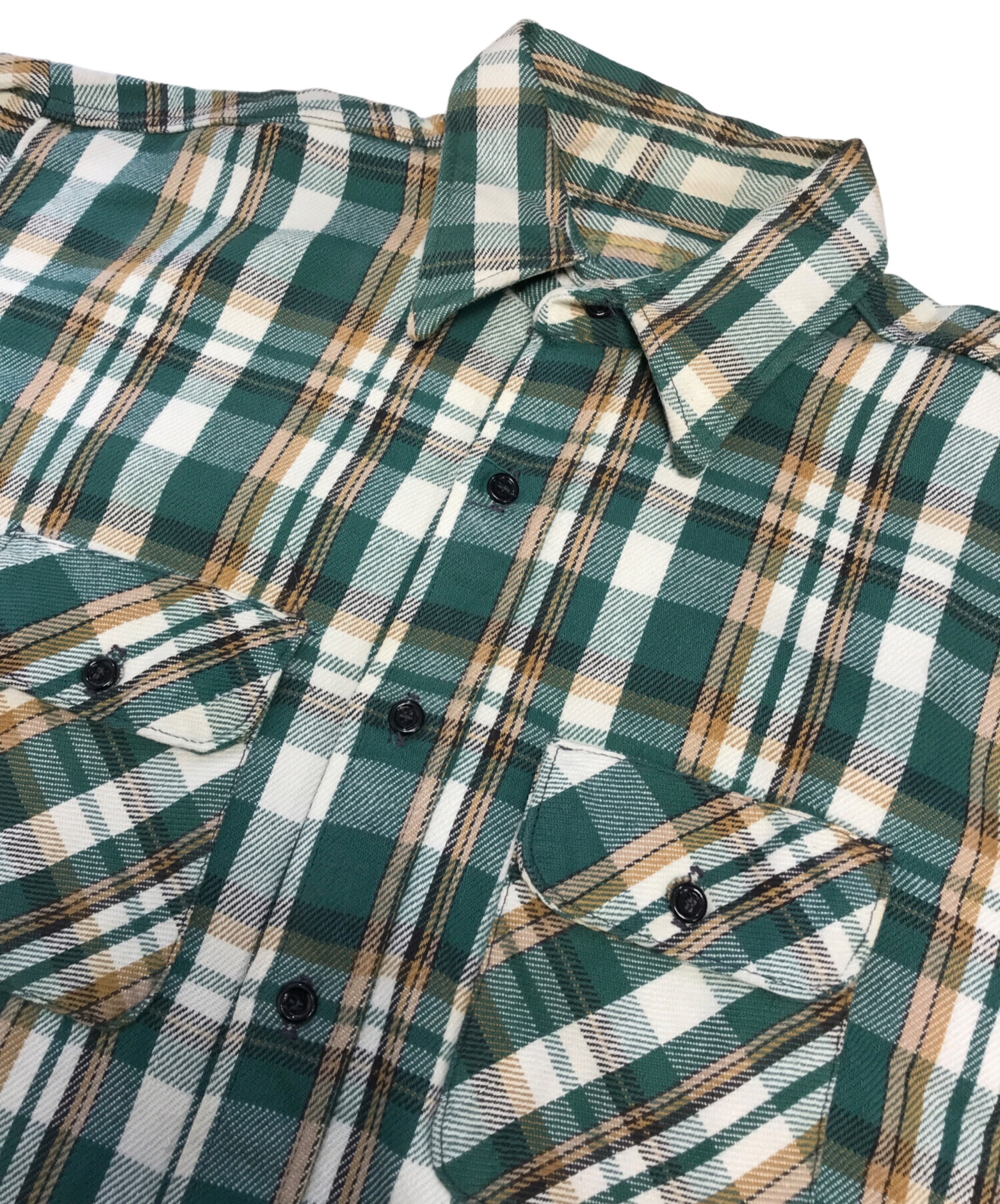 中古・古着通販】VINTAGE (ヴィンテージ) ネルシャツ グリーン サイズ