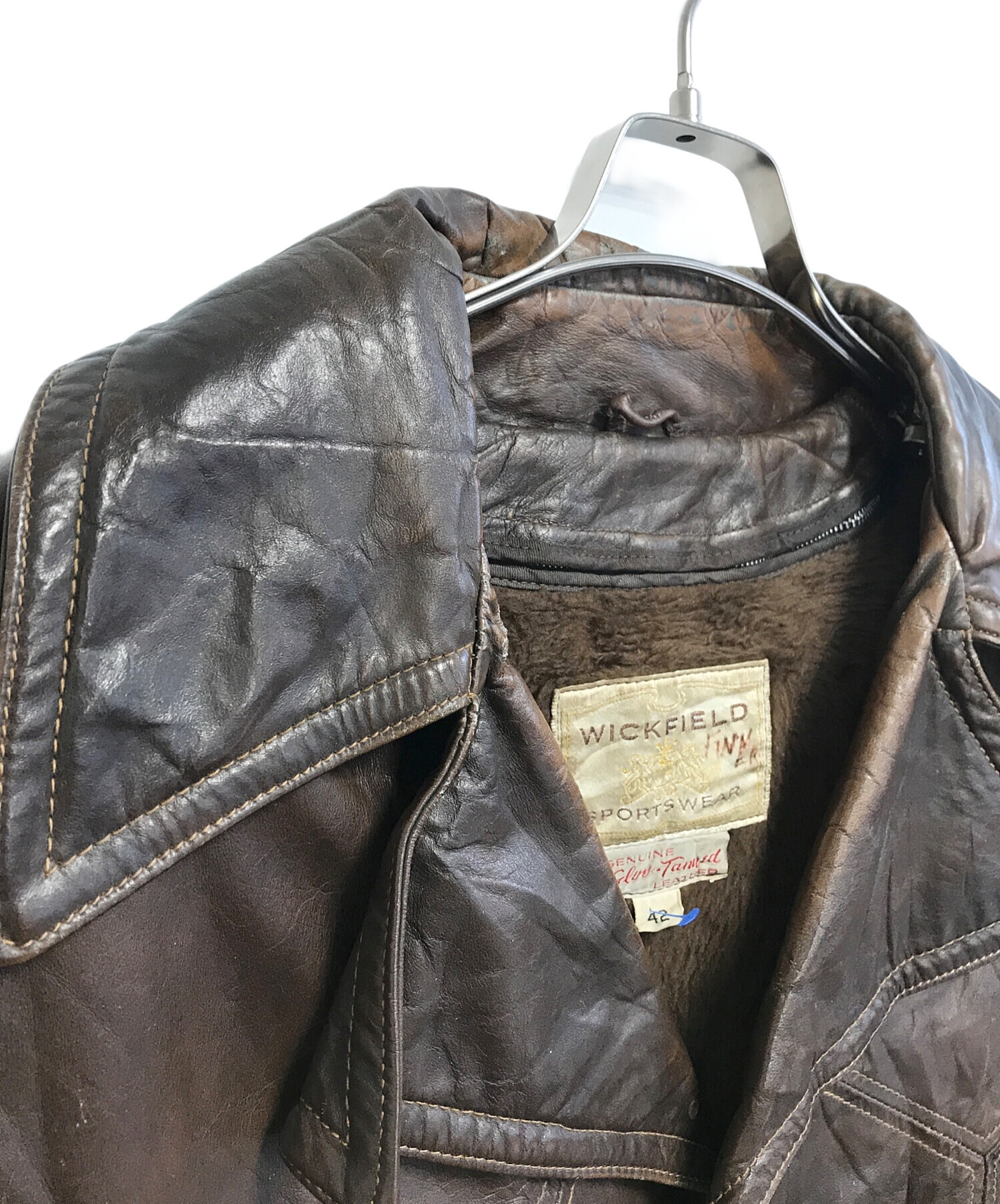 Wickfield Sportswear レザージャケット ブラウン 中古・古着通販】WICKFIELD (ウィックフィールド) レザージャケット