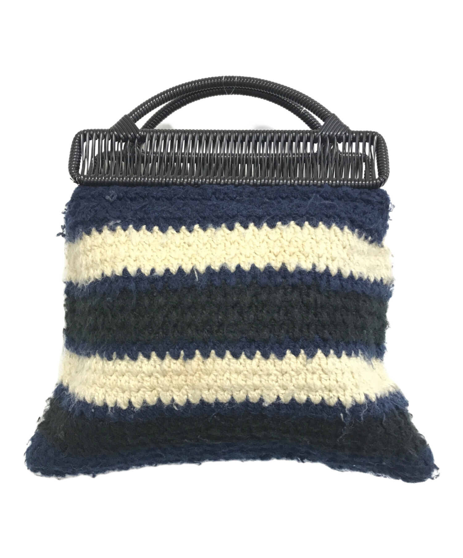 MARNI クロシェニットバッグ　黒ｘ白ｘブルー 中古・古着通販】MARNI (マルニ) クロシェニットバック ブルー サイズ