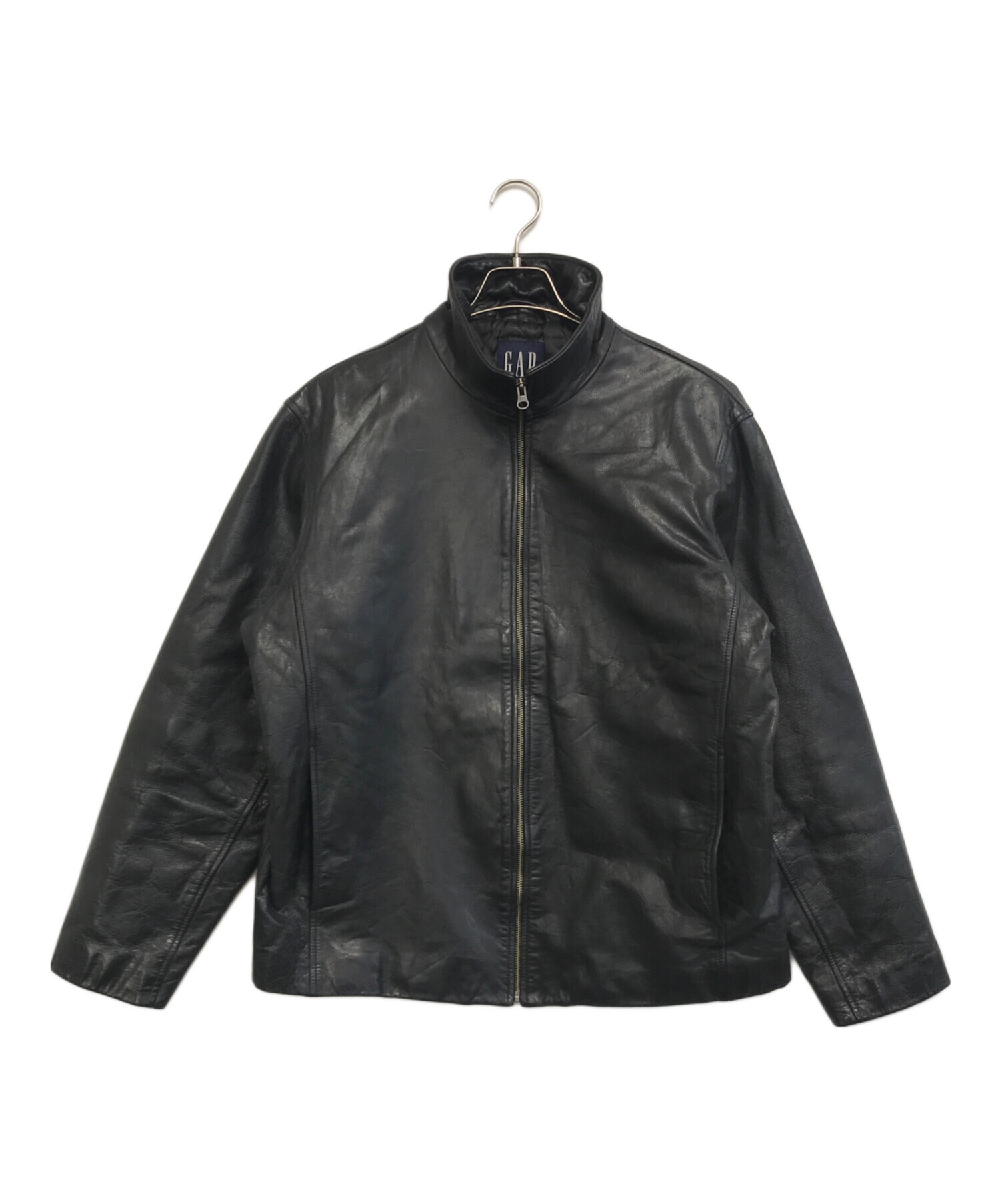 GAP ブラックレザー ジャケット 黒 古着 中古・古着通販】GAP (ギャップ) レザージャケット ブラック サイズ:Ⅼ