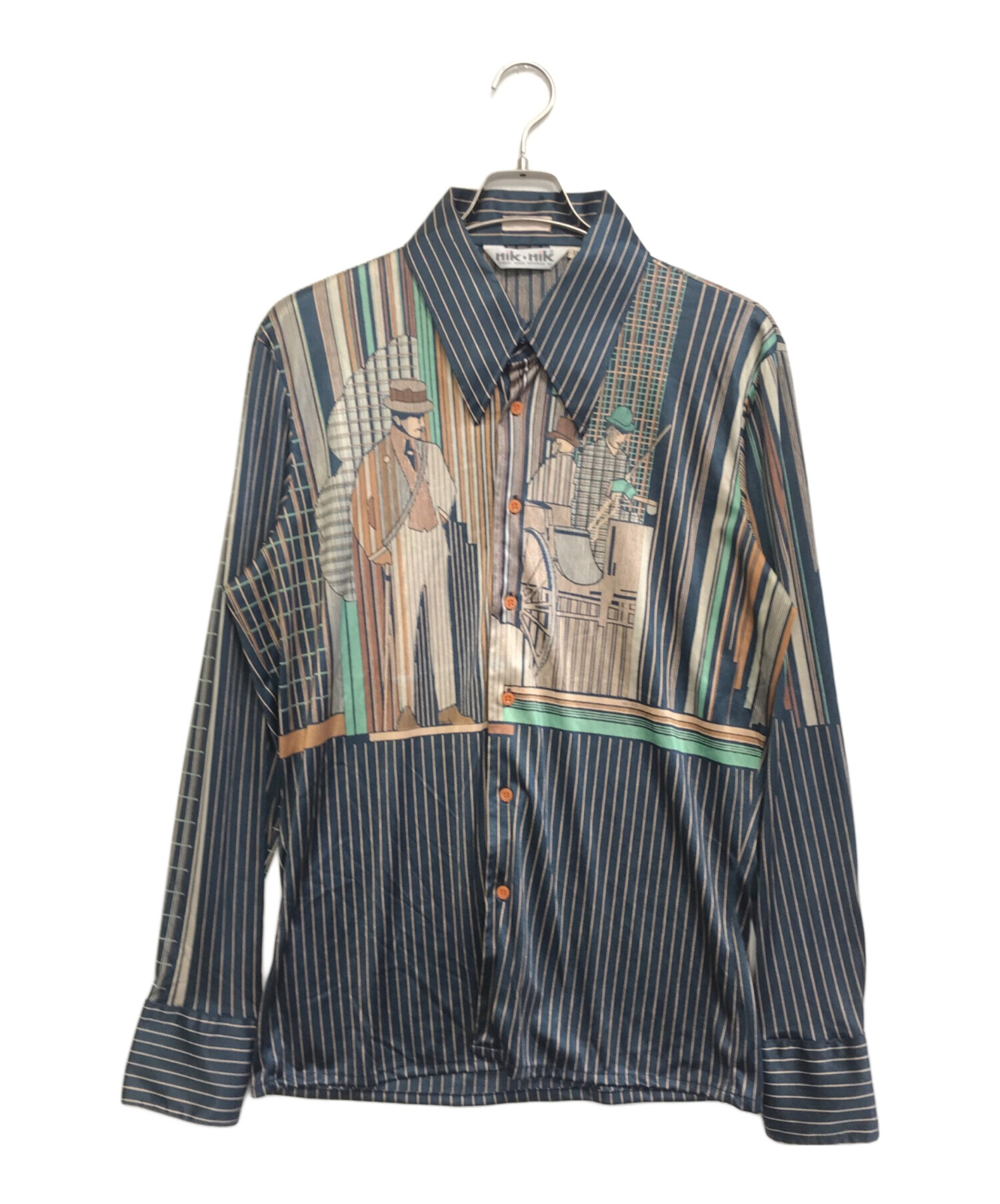 中古・古着通販】nik・nik (ニック・ニック) 総柄ポリシャツ ネイビー