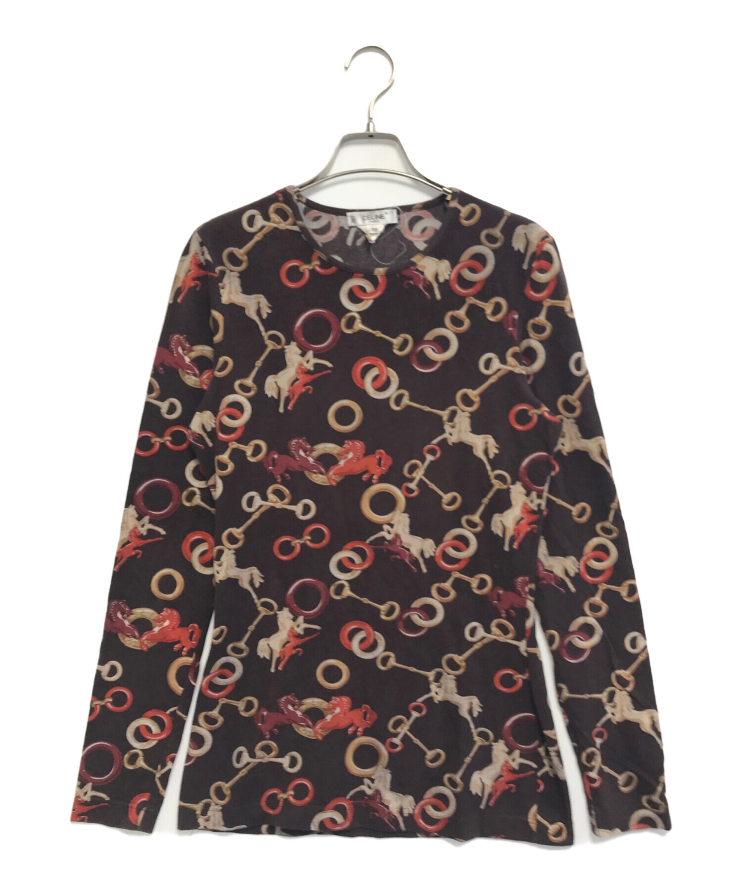 中古・古着通販】CELINE (セリーヌ) ホース柄長袖Tシャツ ブラウン 