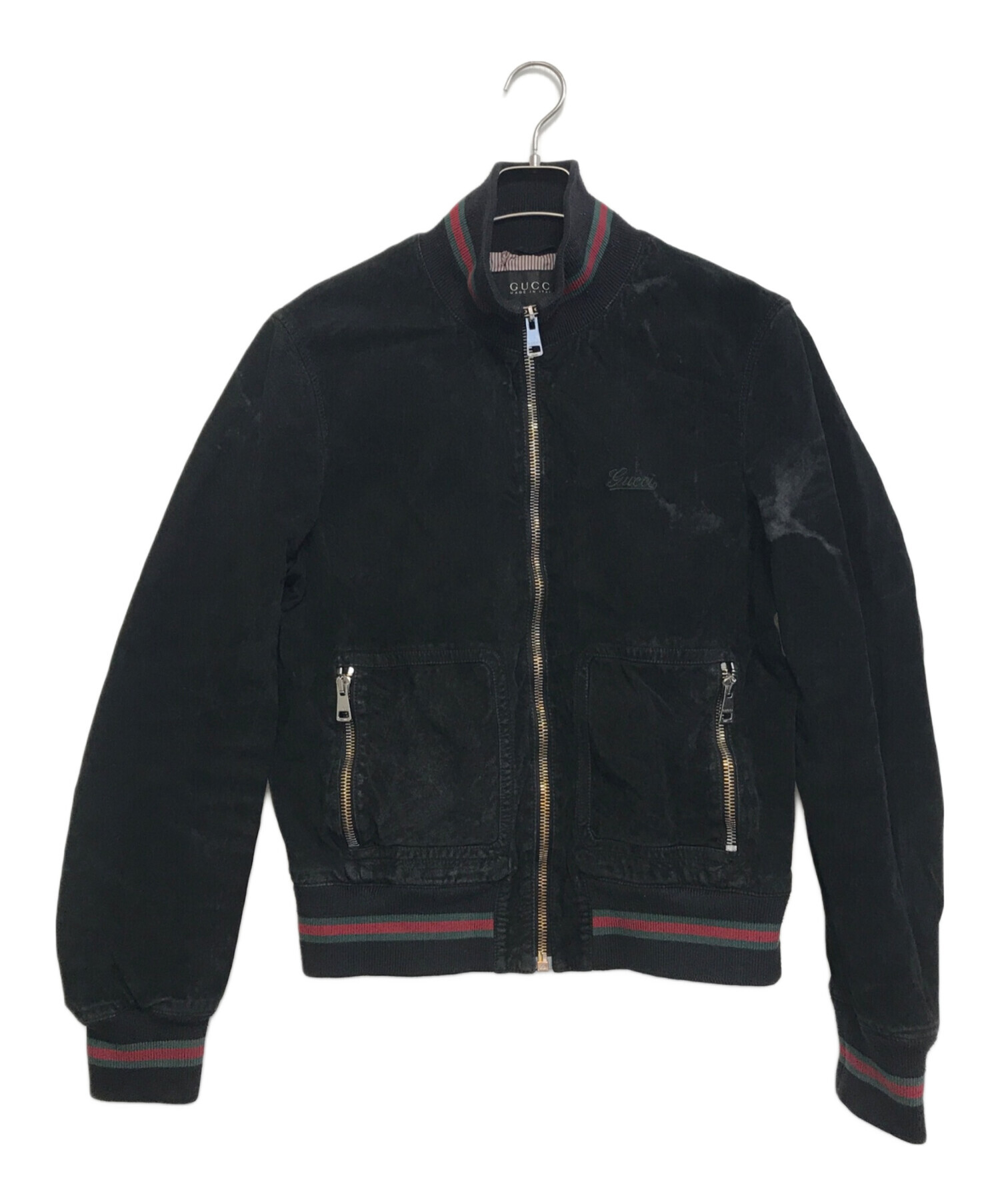 グッチ GUCCI シェリーライン レザー ブルゾン ライダース ブラウン 52