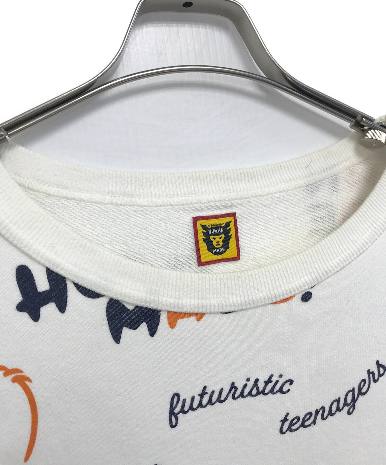HUMAN MADE ヒューマンメイド スウェット L 白 【古着】【中古】【送料無料】 中古・古着通販】HUMAN MADE (ヒューマンメイド) 半袖スウェット