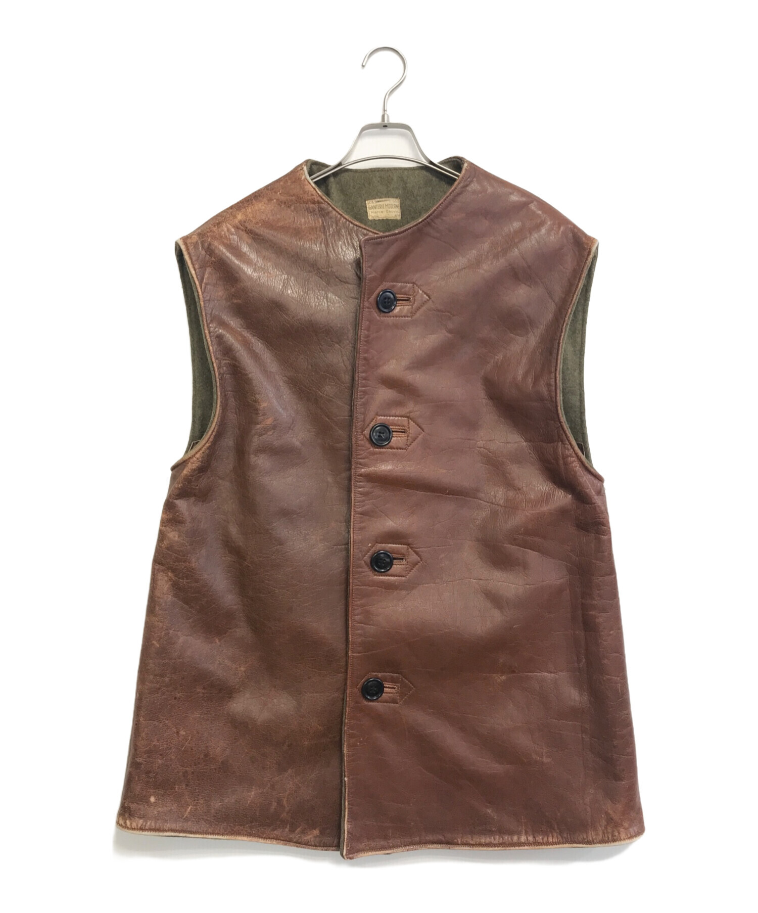 ジャーキン ベスト コーデ 1940s Vintage British Army Jerkin Leather