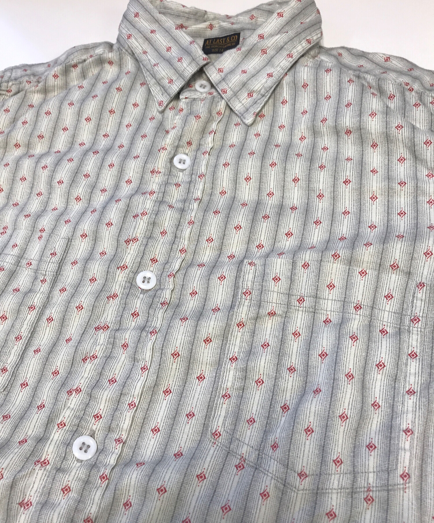 中古・古着通販】ATLAST & CO (アットラスト) 総柄ストライプシャツ 