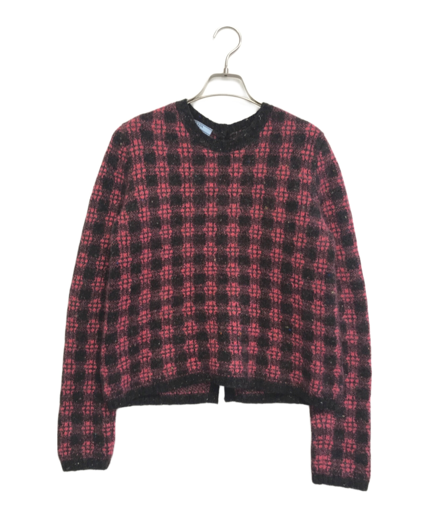 中古・古着通販】PRADA (プラダ) ウールカシミヤチェックニット レッド