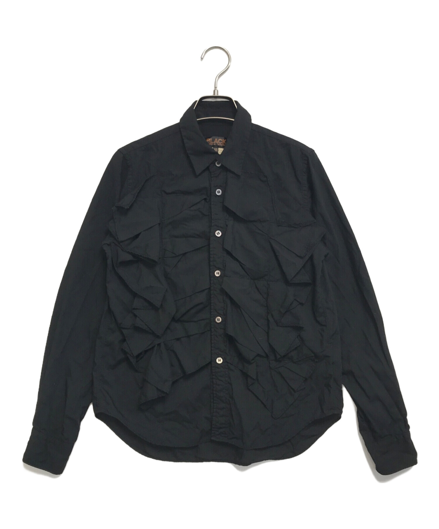 コムデギャルソン　フリル付きブラック長袖Tシャツ 中古・古着通販】BLACK COMME des GARCONS (ブラックコムデギャルソン