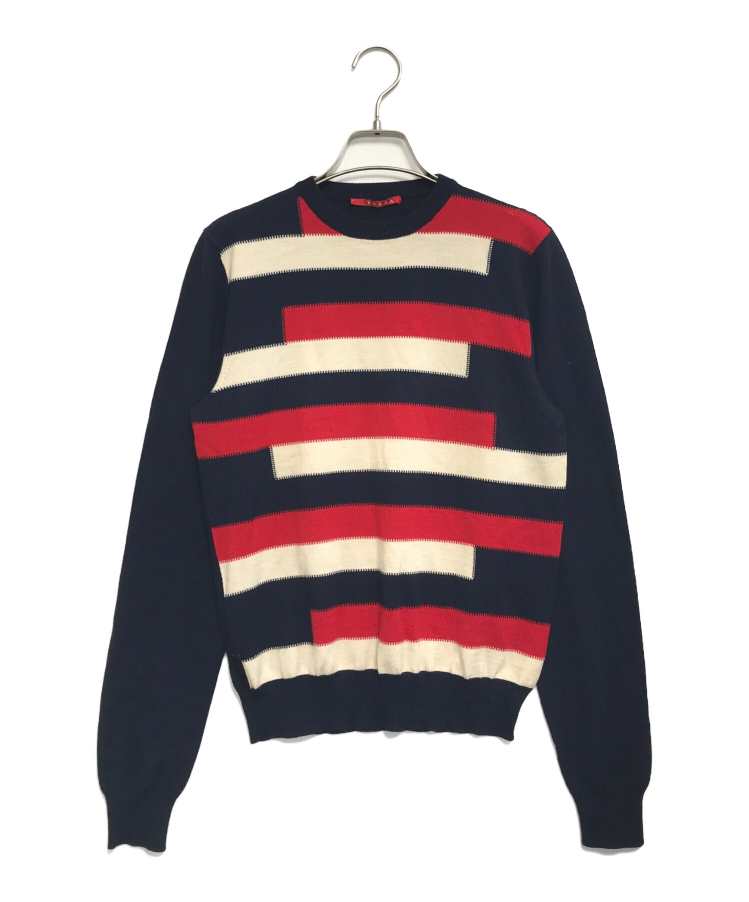 中古・古着通販】PRADA (プラダ) ボーダーニット ネイビー サイズ:46 