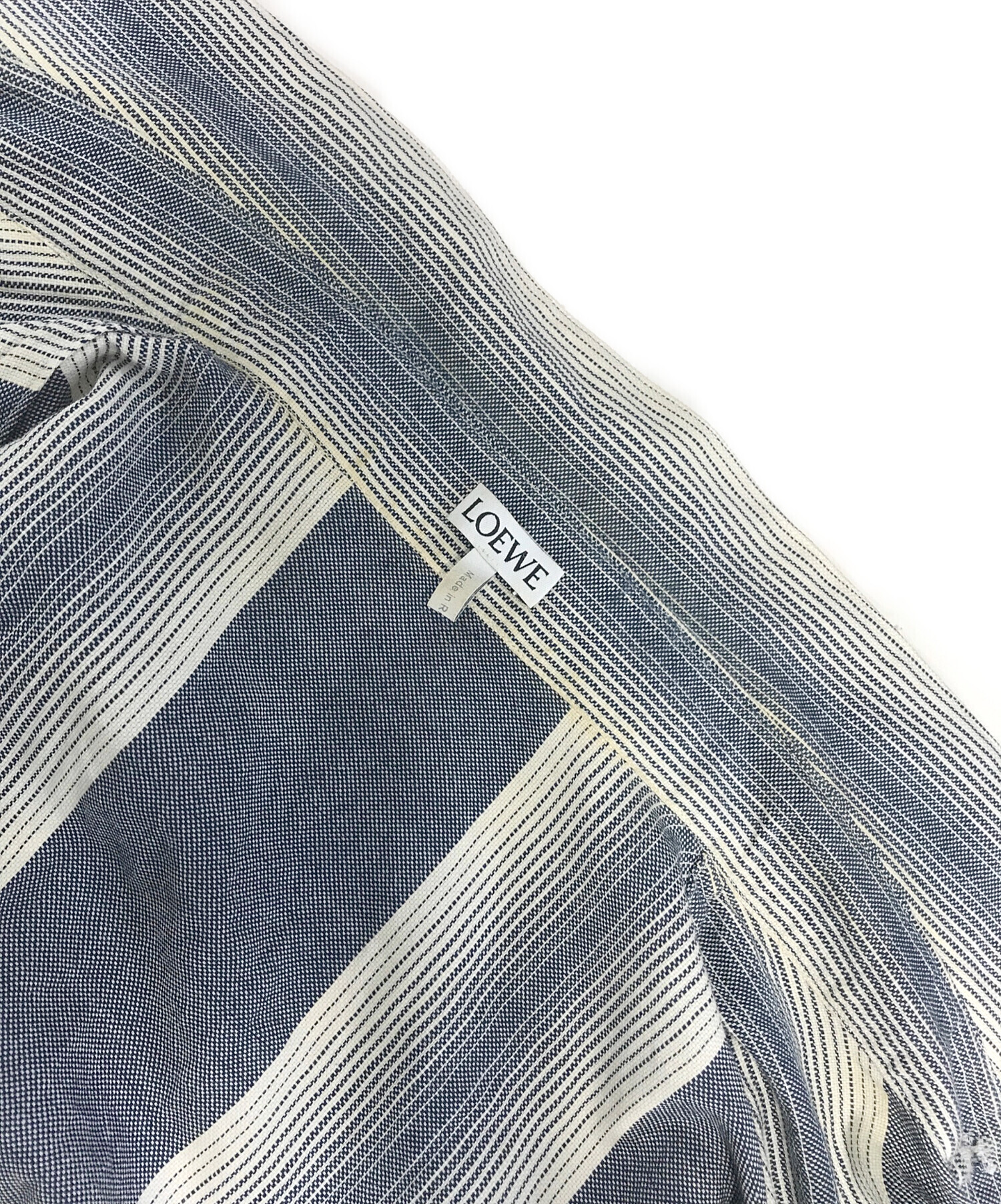 中古・古着通販】LOEWE (ロエベ) ロゴパッチ ストライプシャツ ブルー