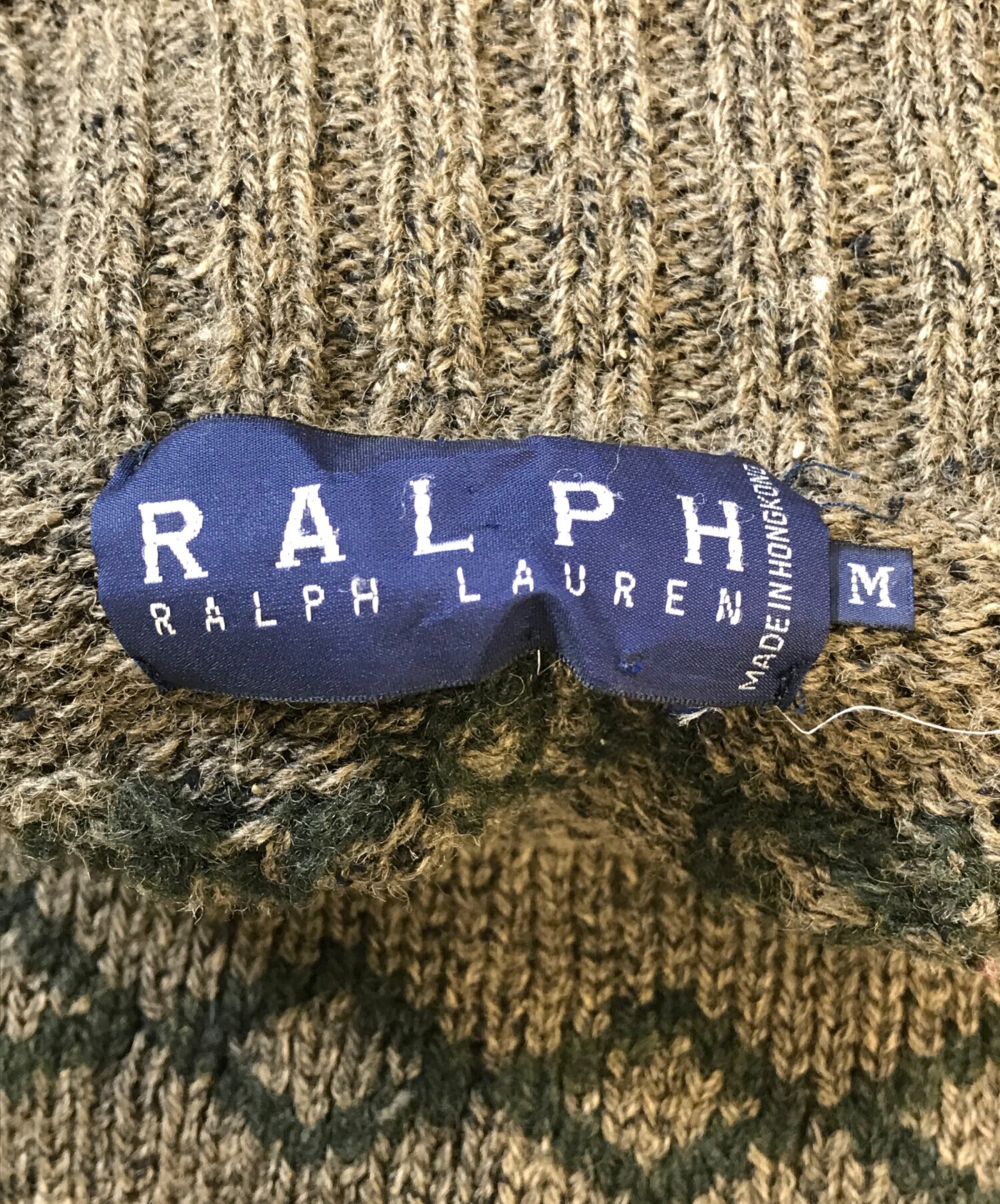 古着 ラルフローレン Ralph Lauren LAUREN ローレン 総柄 ネイティブ柄 ハイネック コットン×リネンニットセーター レディースM相当/eaa459088 00s LAUREN ラルフローレン ネイティブ柄 ハイネック ウール ハンド