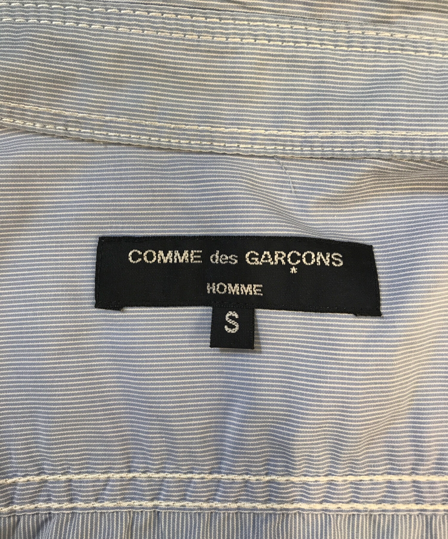 超希少コムデギャルソンオムプリュス80sストライプ開襟シルク(silk)製シャツ 中古・古着通販】COMME des GARCONS HOMME (コムデギャルソン オム