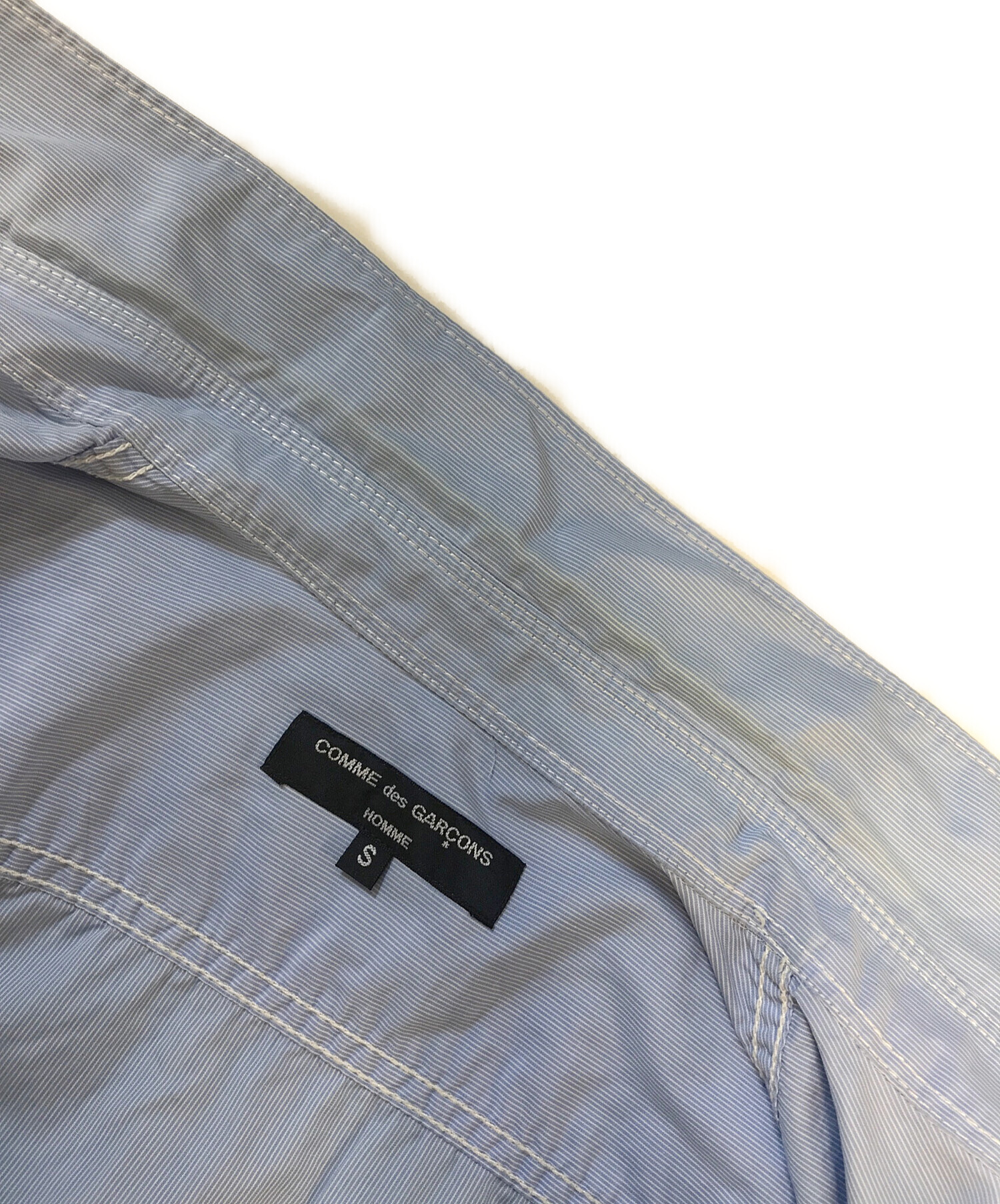 超希少コムデギャルソンオムプリュス80sストライプ開襟シルク(silk)製シャツ 中古・古着通販】COMME des GARCONS HOMME (コムデギャルソン オム