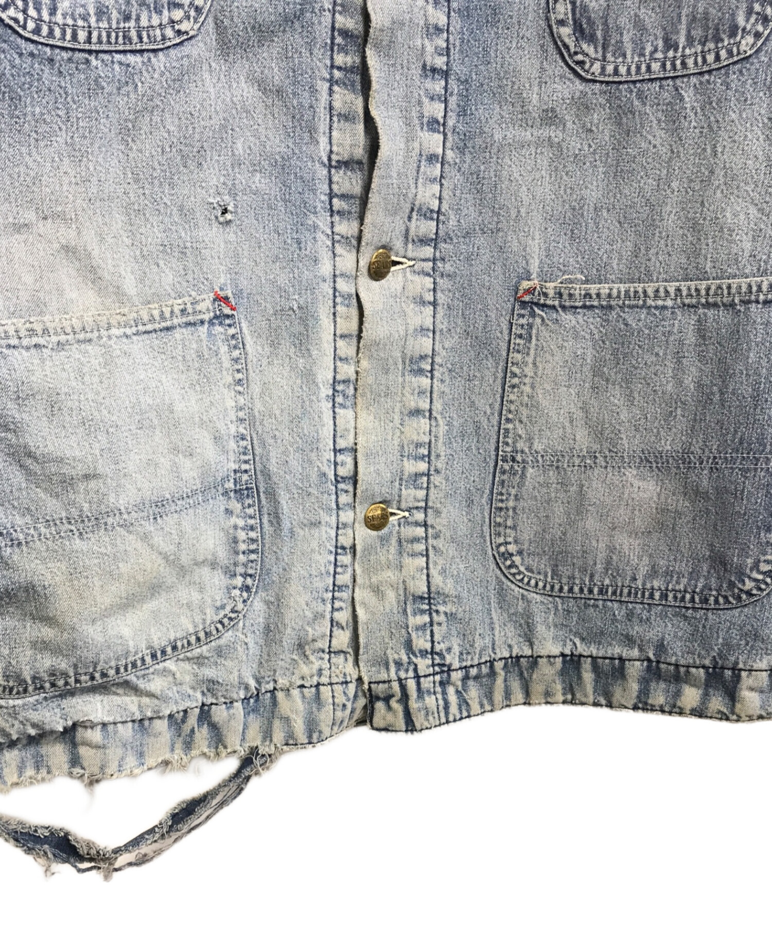 Searsデニムカバーオール 4ポケット Lサイズ 古着 シアーズ Sears Searsデニムカバーオール 4ポケット Lサイズ 古着 シアーズ Sears