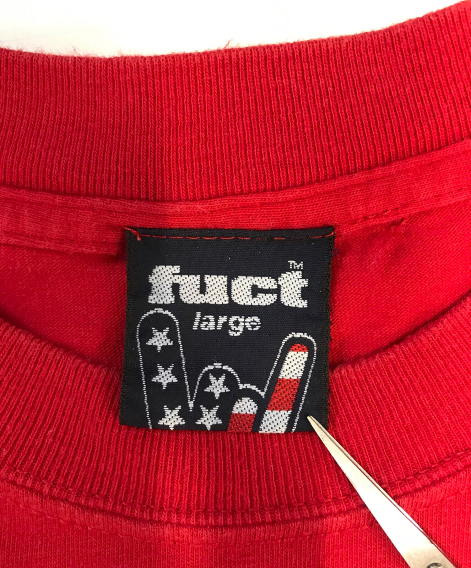 中古・古着通販】FUCT (ファクト) プリントTシャツ レッド サイズ:L