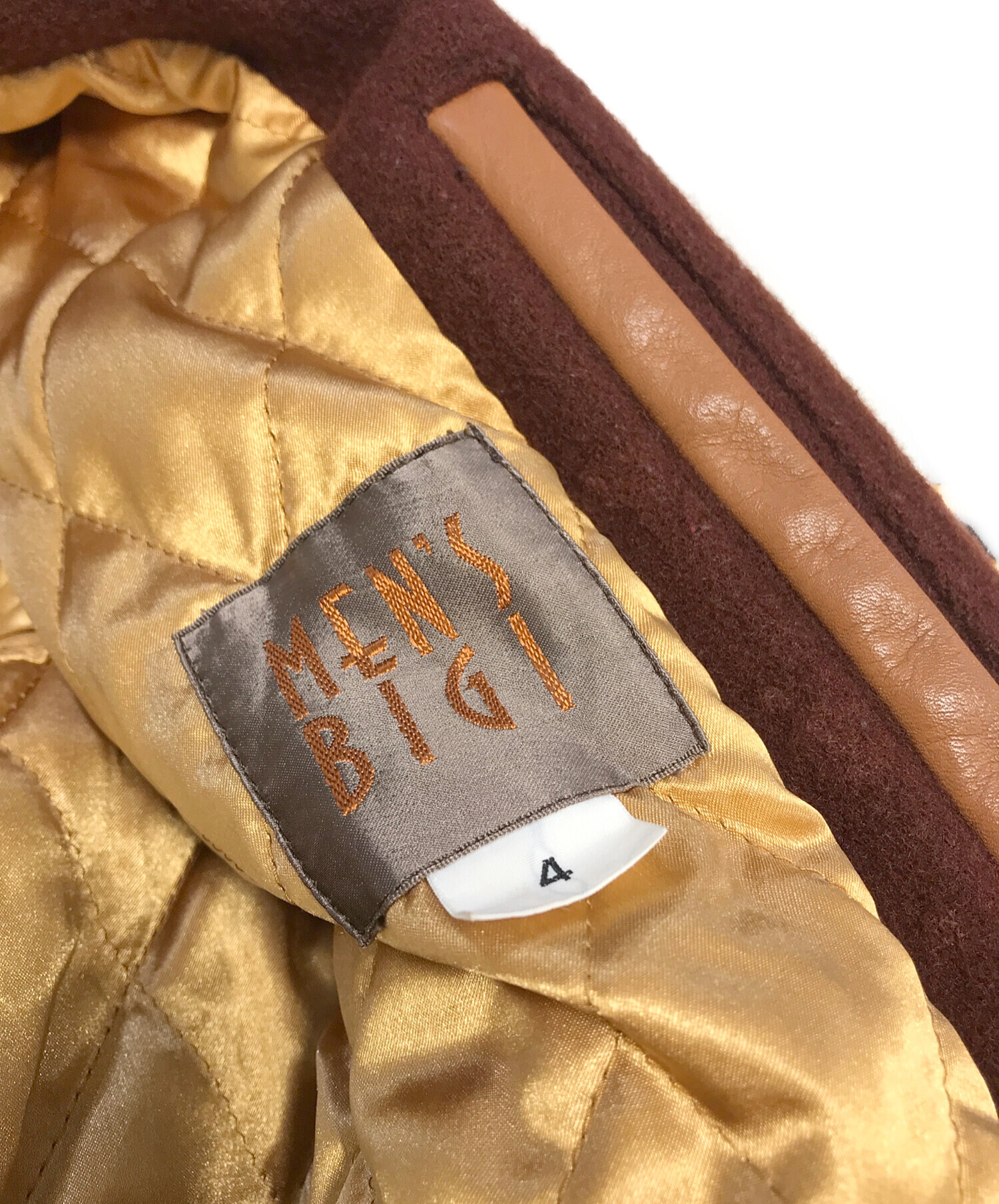 全盛期1987 メンズビギフライングジャンパー ダークブラウン 中古・古着通販】MEN'S BIGI (メンズビギ) スタジャン ブラウン サイズ