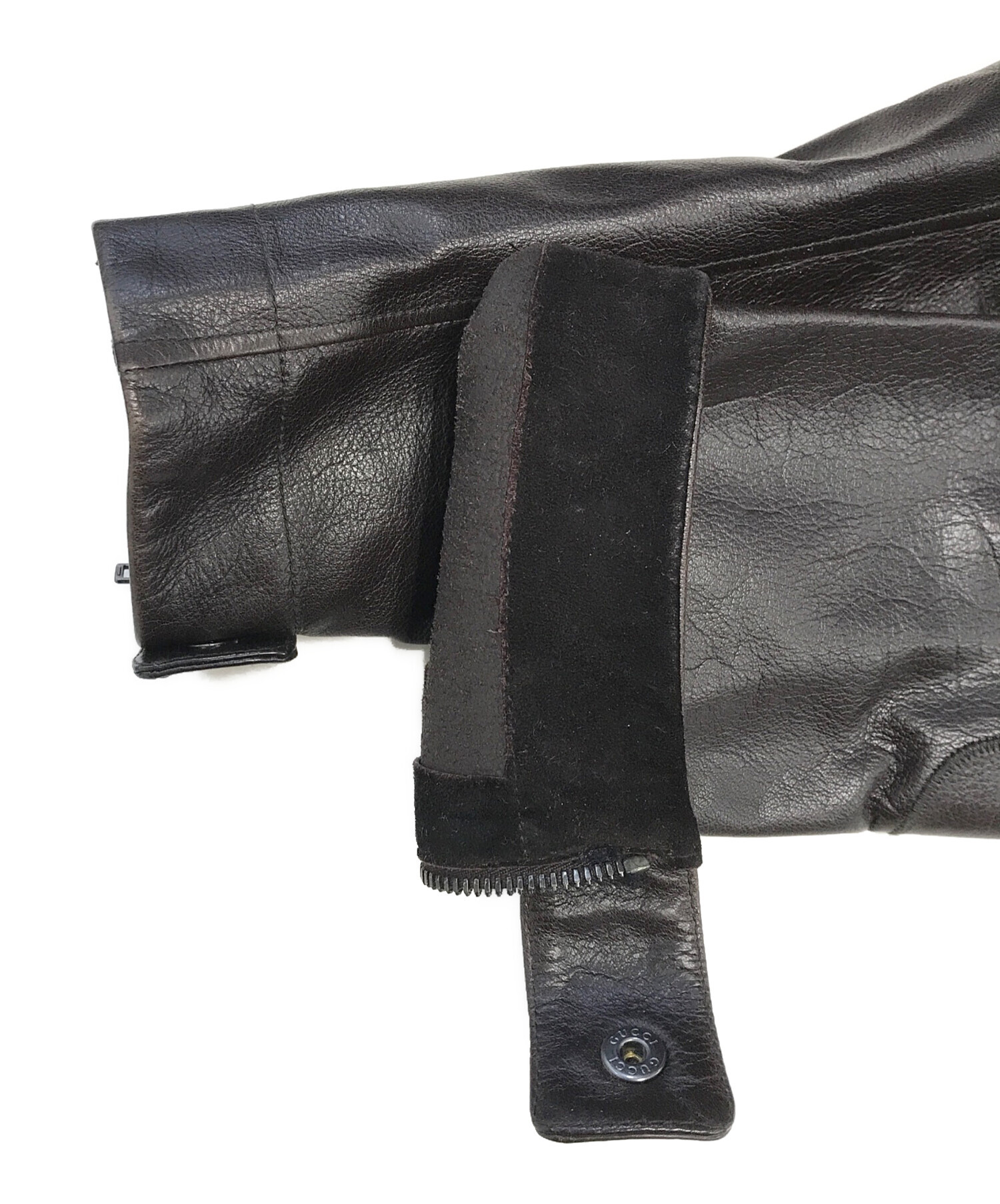 中古・古着通販】GUCCI (グッチ) レザージャケット ブラウン サイズ:44