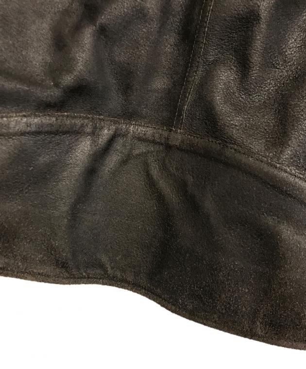 中古・古着通販】GUCCI (グッチ) レザージャケット ブラウン サイズ:44