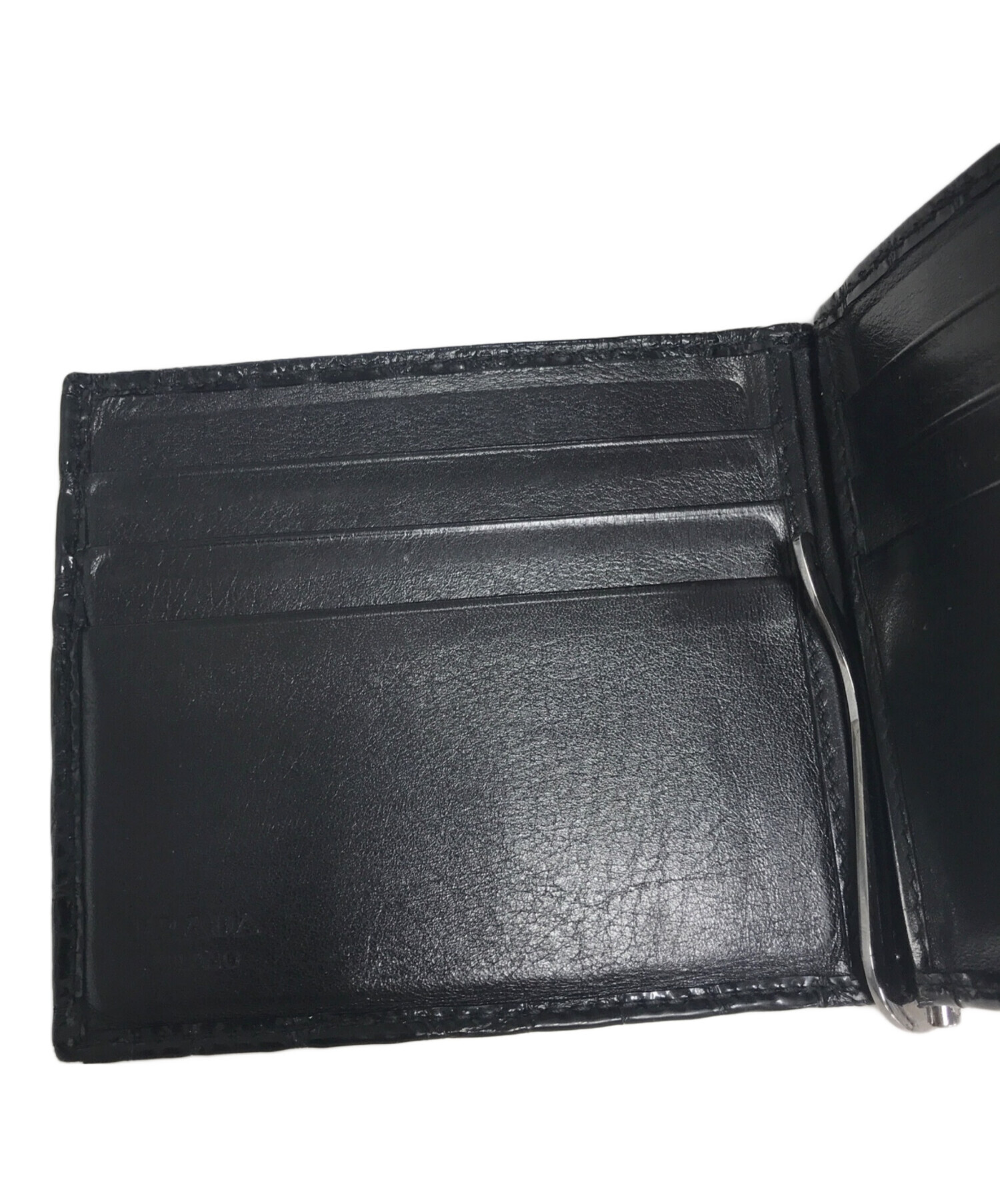 中古・古着通販】PRADA (プラダ) 型押しマネークリップ財布 ブラック