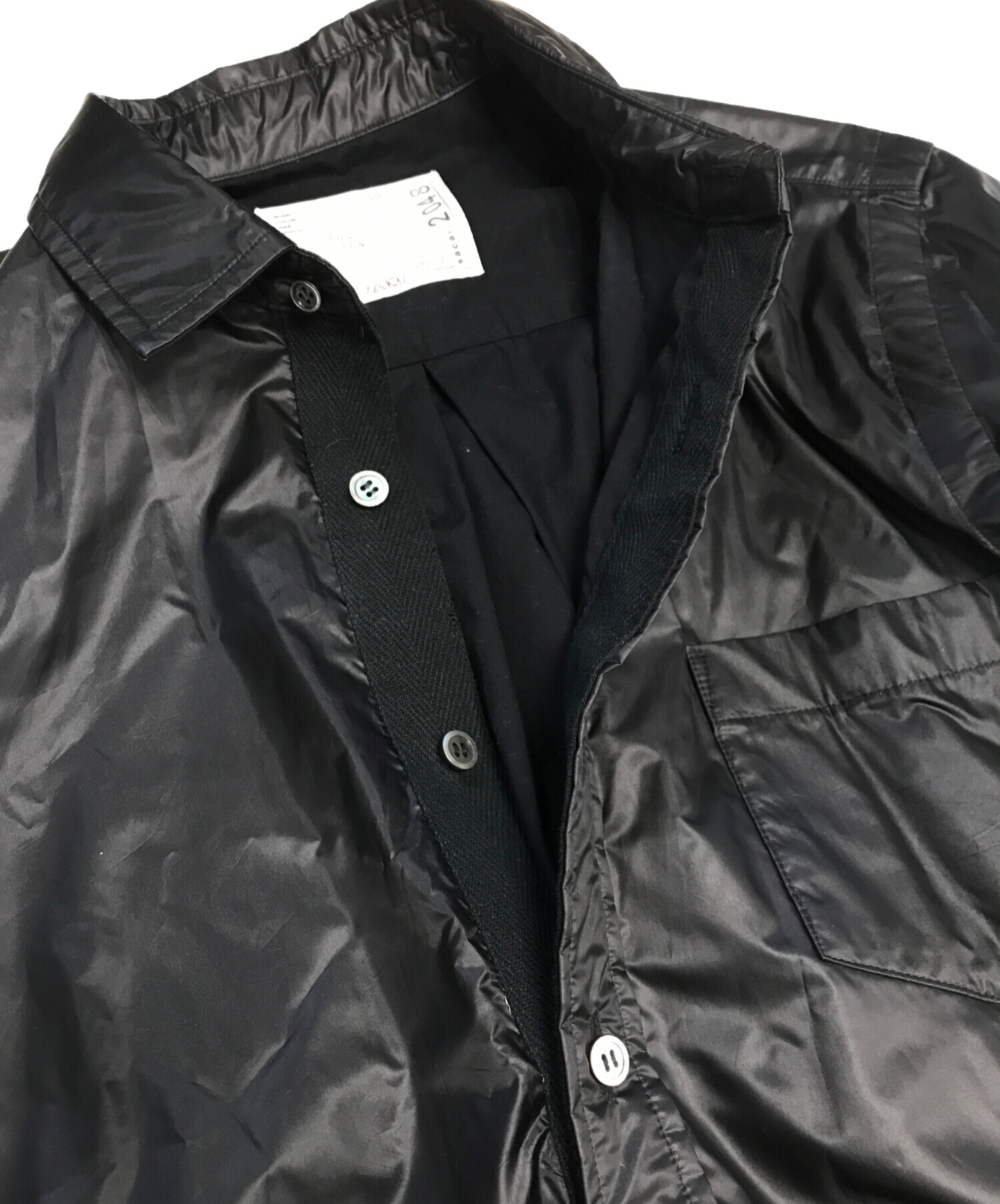 中古・古着通販】sacai (サカイ) レイヤードナイロンシャツ ブラック
