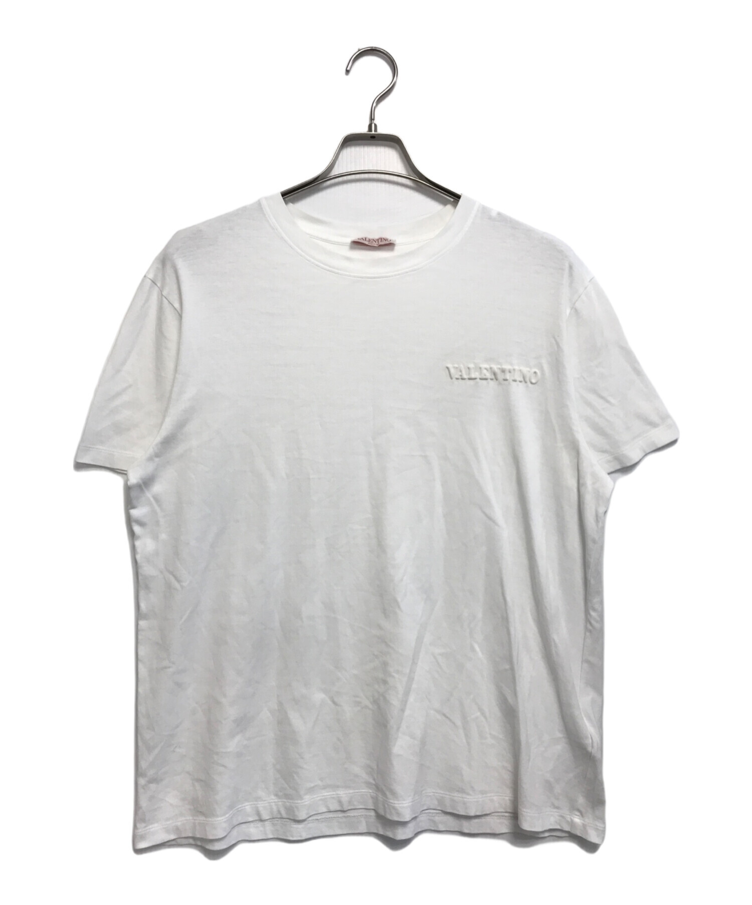 バレンティノ　半袖Tシャツ　ビッグロゴ　ホワイト　L 中古・古着通販】VALENTINO (ヴァレンティノ) エンボスロゴTシャツ