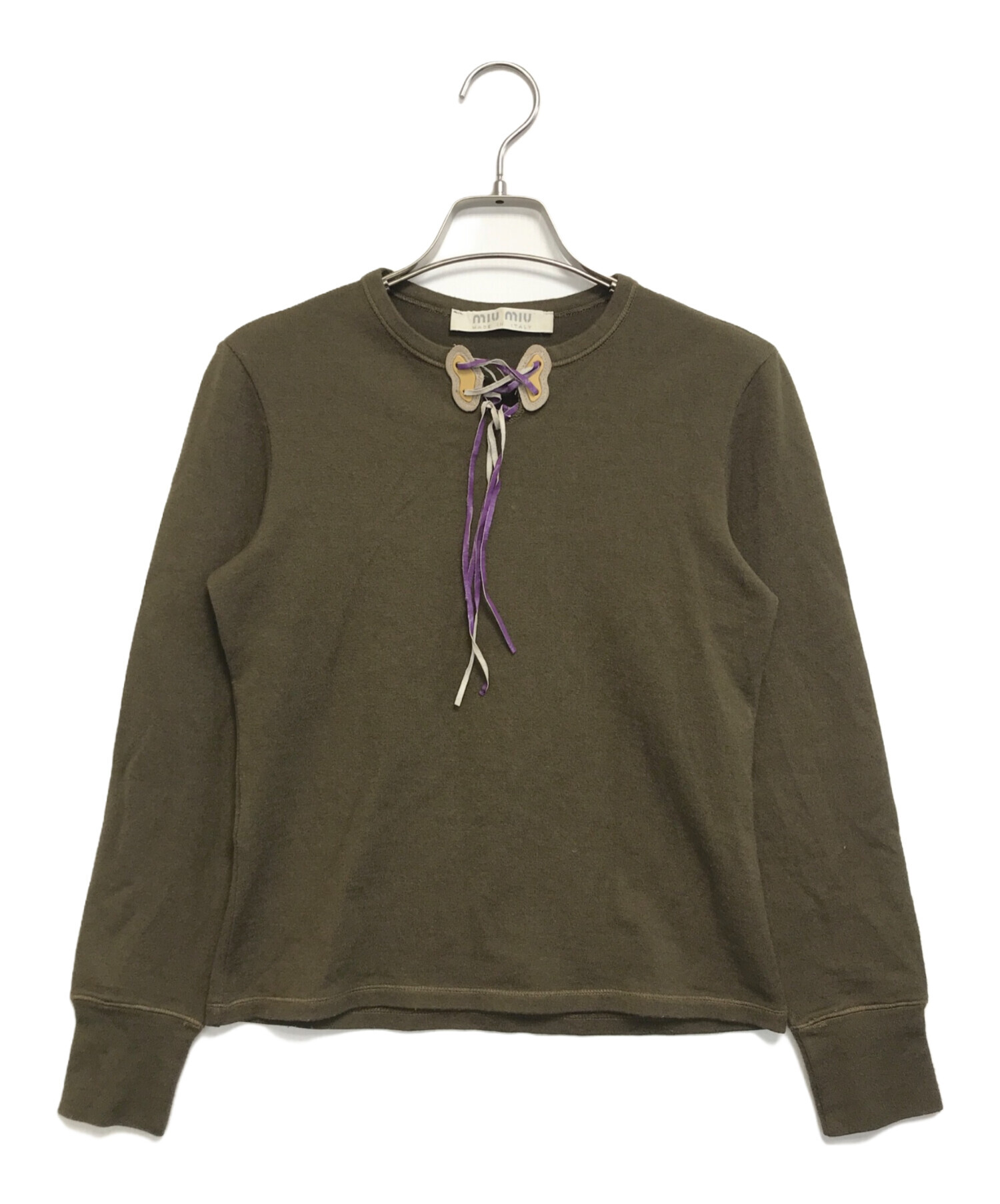 中古・古着通販】MIU MIU (ミュウミュウ) リボンニット オリーブ