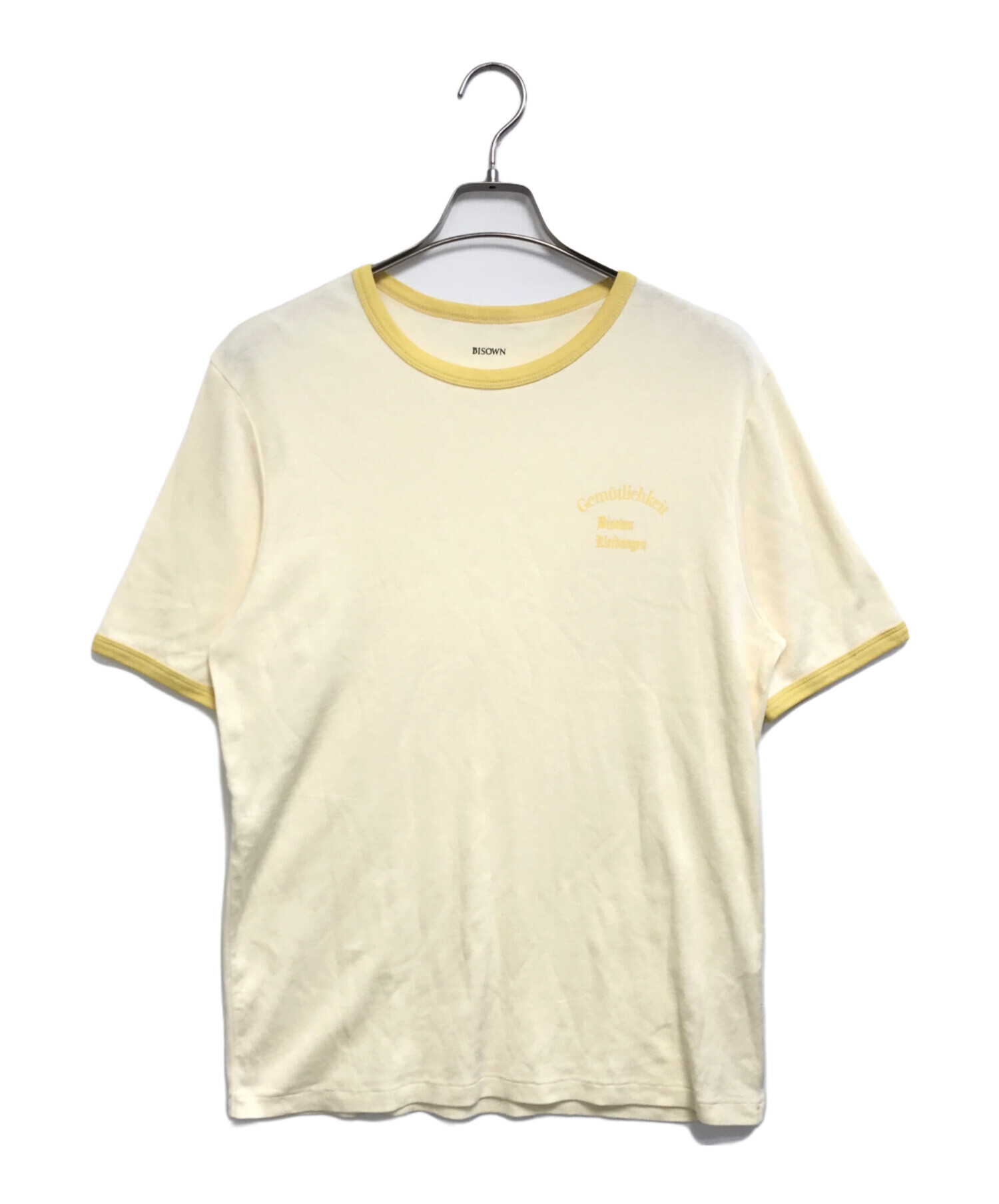 中古・古着通販】BISOWN (ビソウン) TRIM Tシャツ アイボリー×イエロー