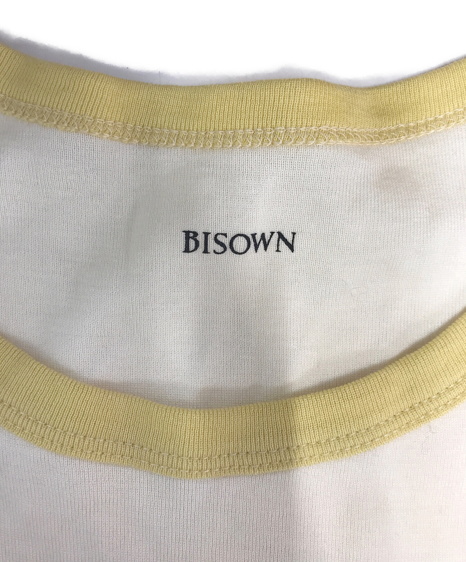 中古・古着通販】BISOWN (ビソウン) TRIM Tシャツ アイボリー×イエロー