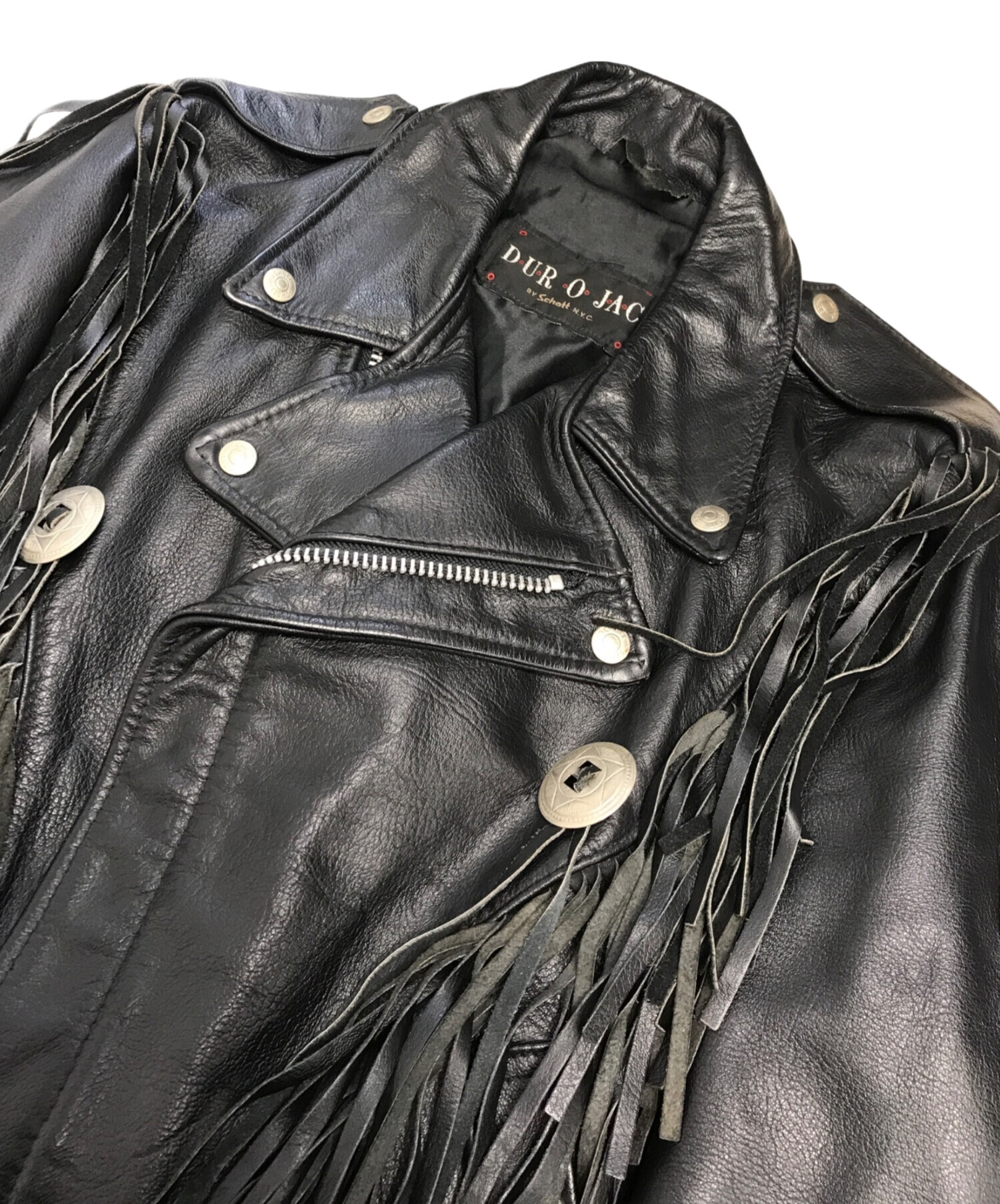 DUROJAC by Schott ダブルライダースジャケット 38 中古・古着通販】DUROJAC BY Schott (ショット) フリンジダブル