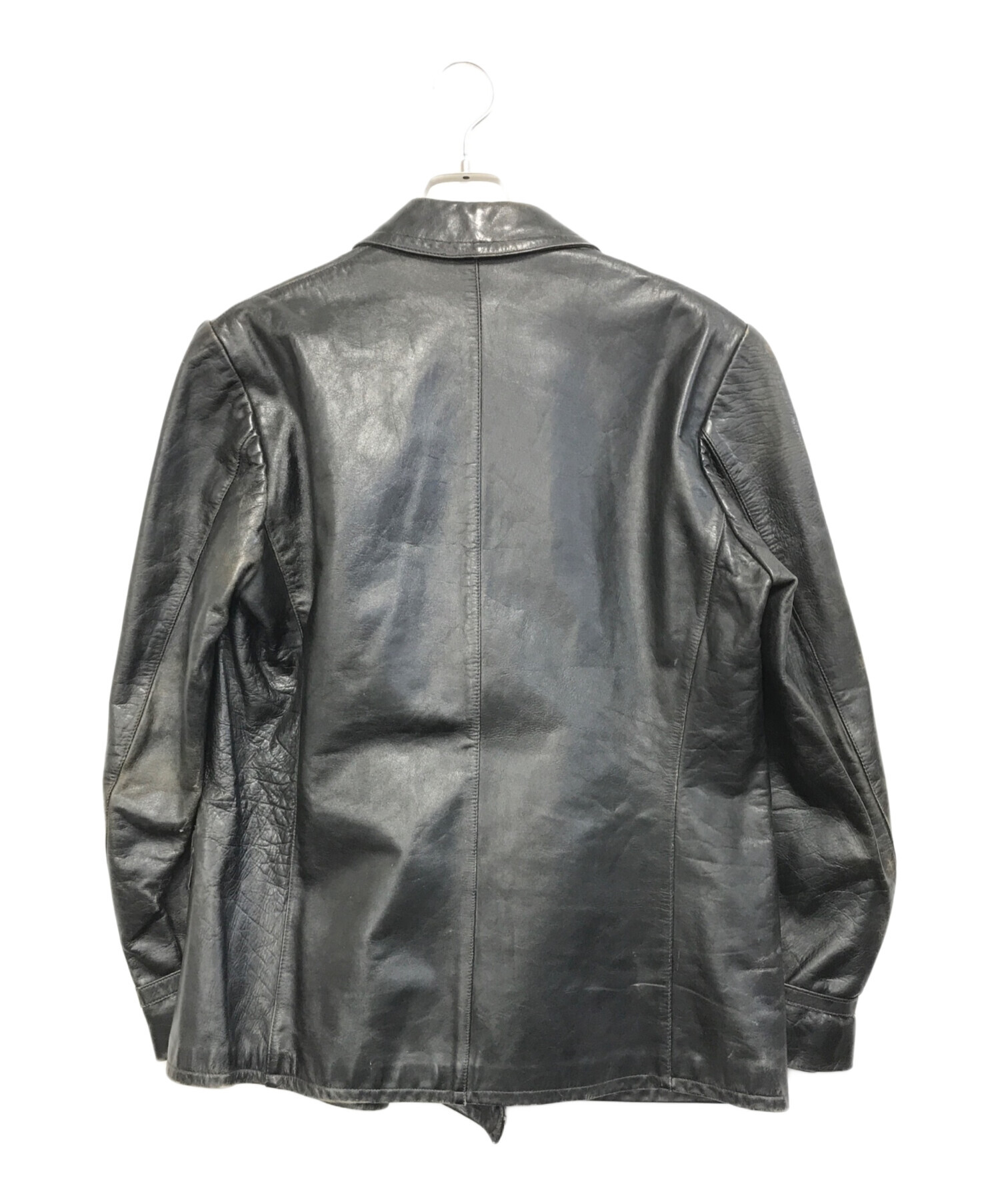 中古・古着通販】VINTAGE (ヴィンテージ) レザーカーコート ブラック 